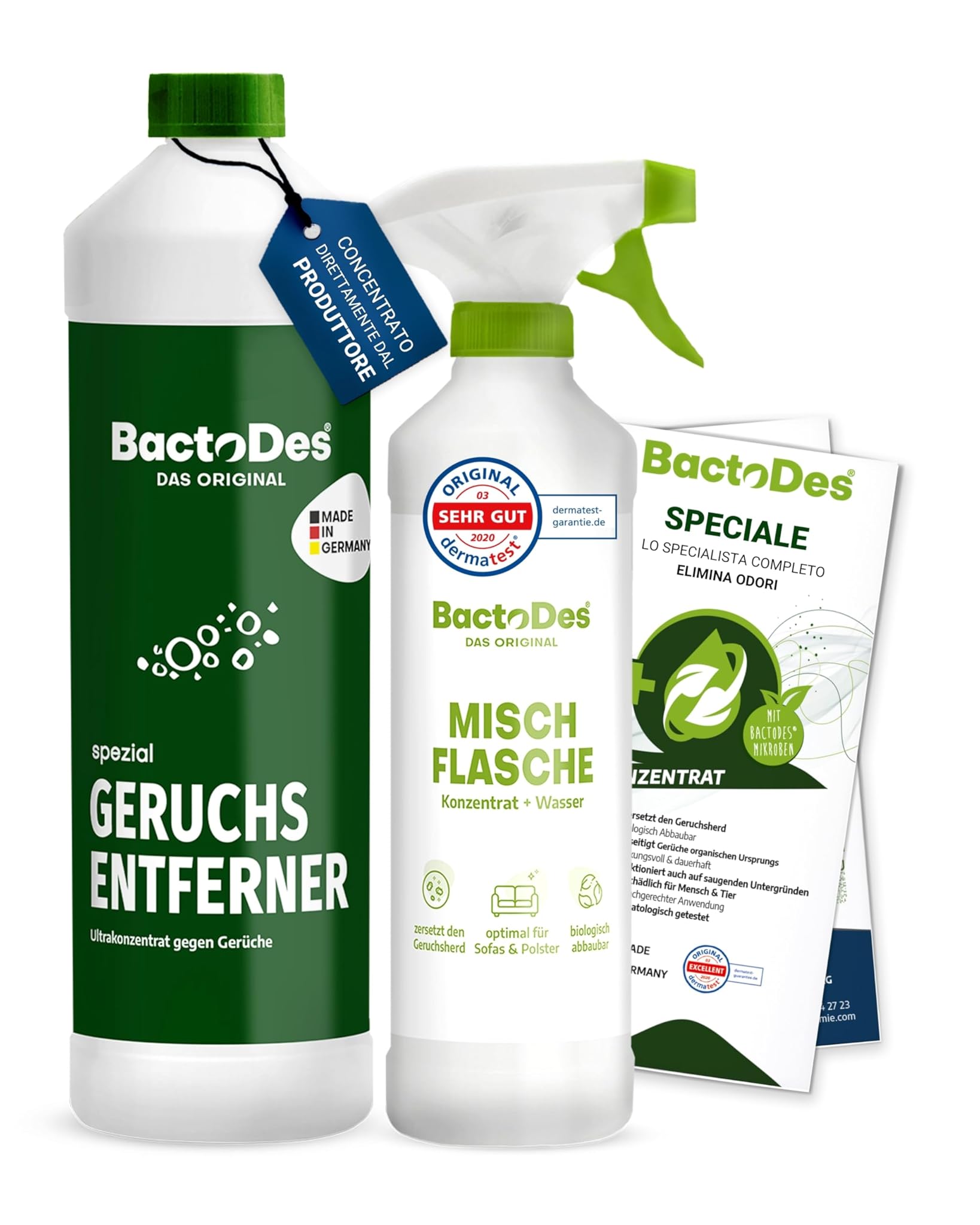 Bactodes Neutralizzatore Odori Concentrato 1 Litro con Spray