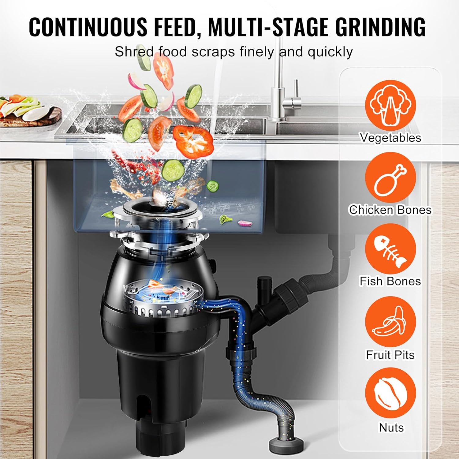 VEVOR Tritarifiuti per Lavello Cucina 0,37 kW - immagine 3