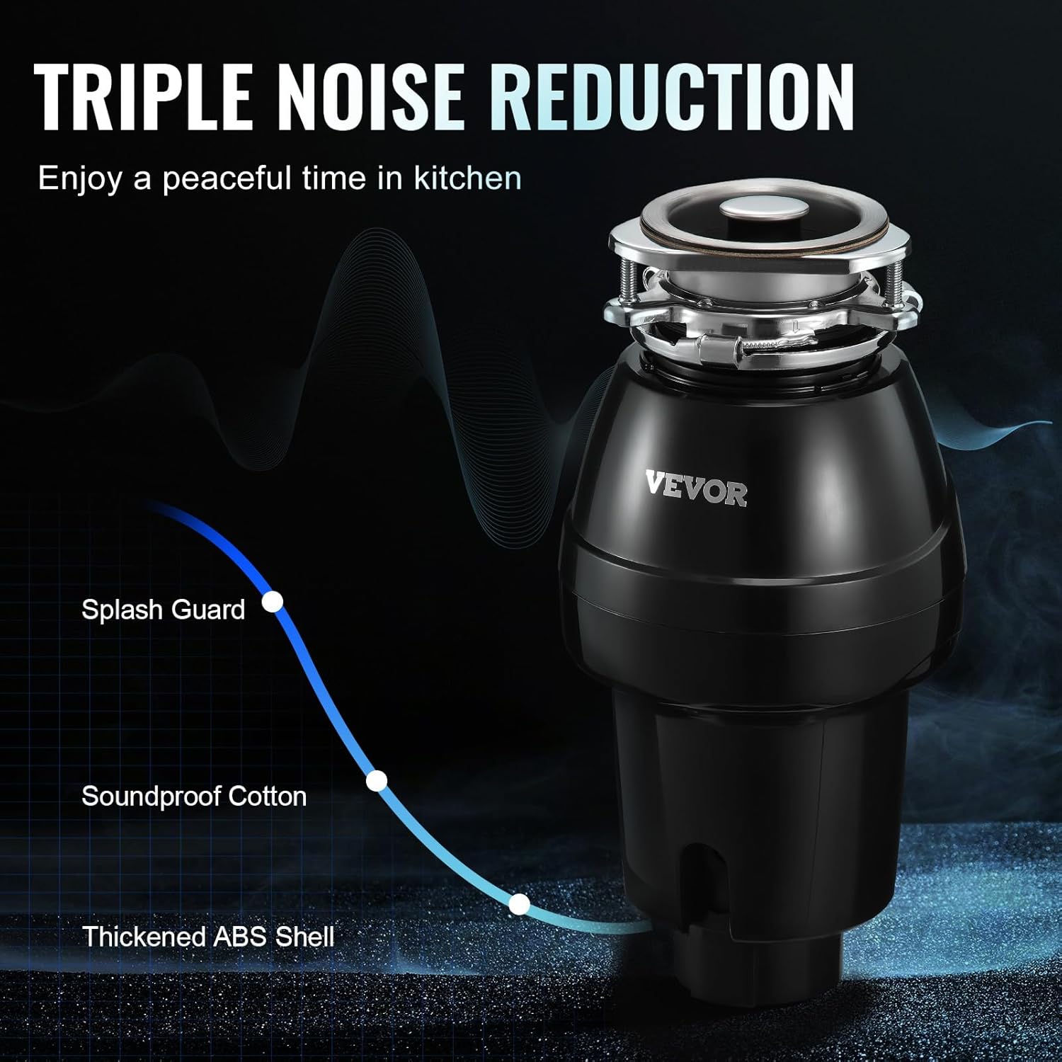 VEVOR Tritarifiuti per Lavello Cucina 0,37 kW - immagine 4