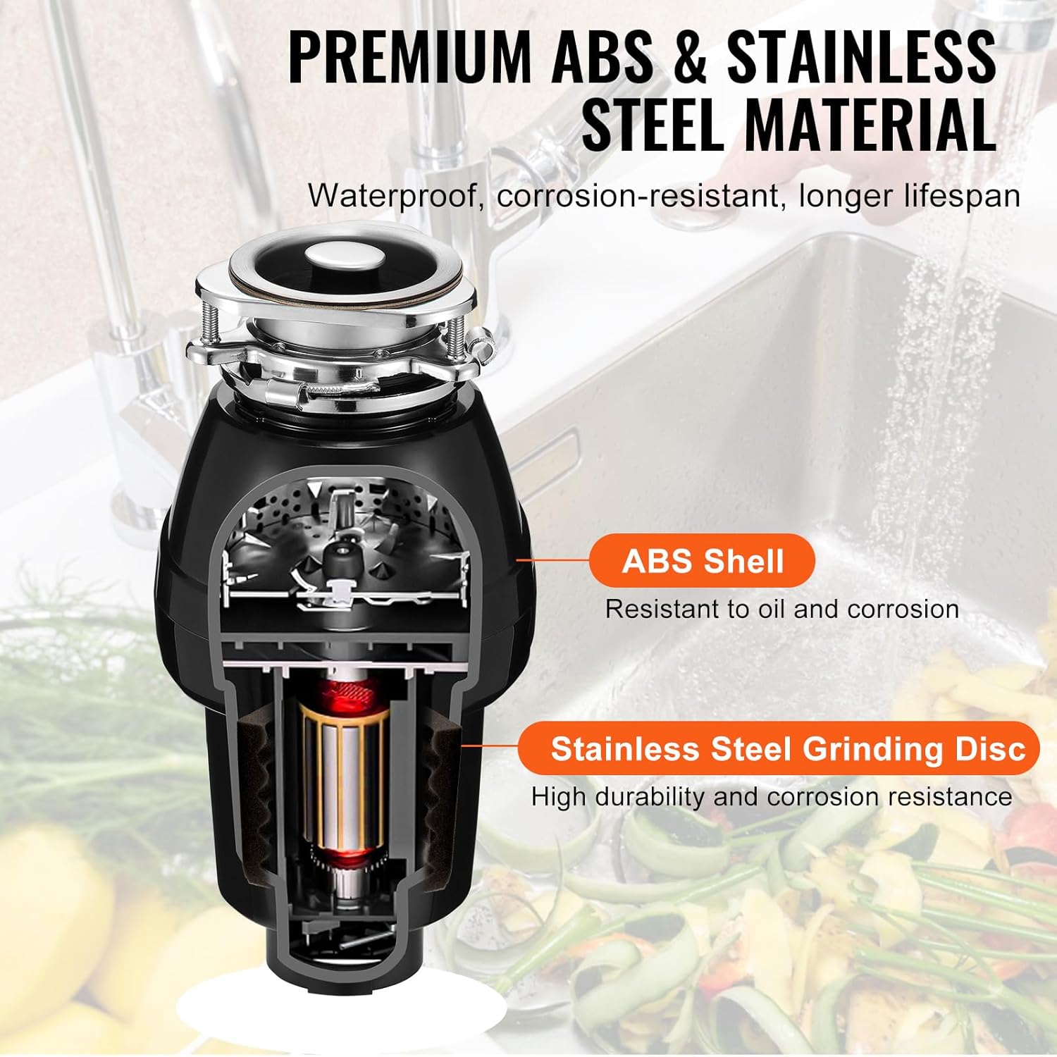 VEVOR Tritarifiuti per Lavello Cucina 0,37 kW - immagine 6