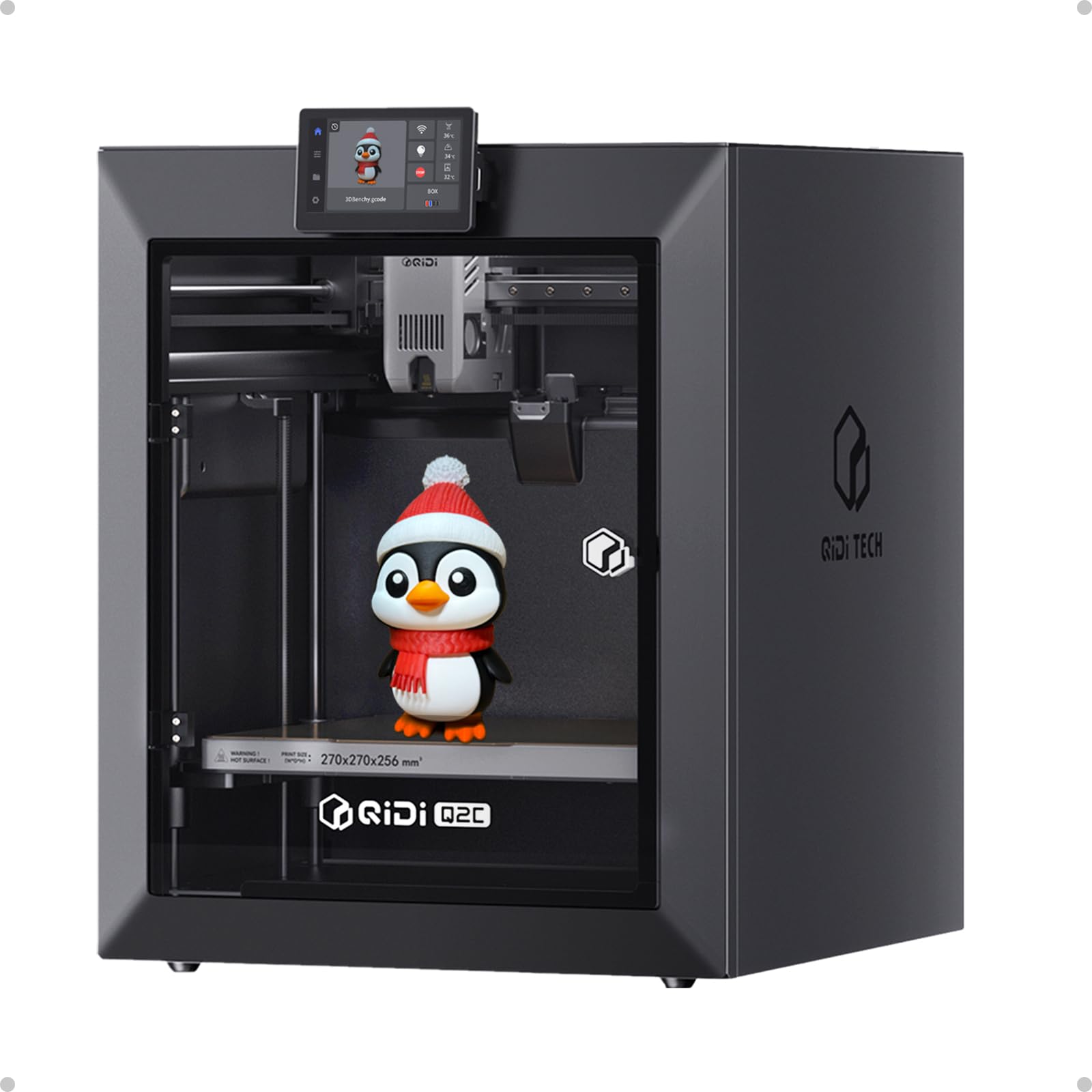 QIDI Q2C Stampanti 3D, Stampante FDM Chiusa, Massima 600 mm/s, Auto-calibrazione & Auto-livellamento, Componenti Personalizzati, Stampante 3D Compatta, Volume di Costruzione 270x270x256mm