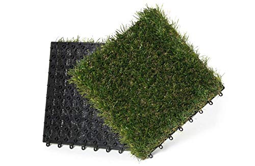 9x Premium Erba Artificiale Interlocking 30x30cm