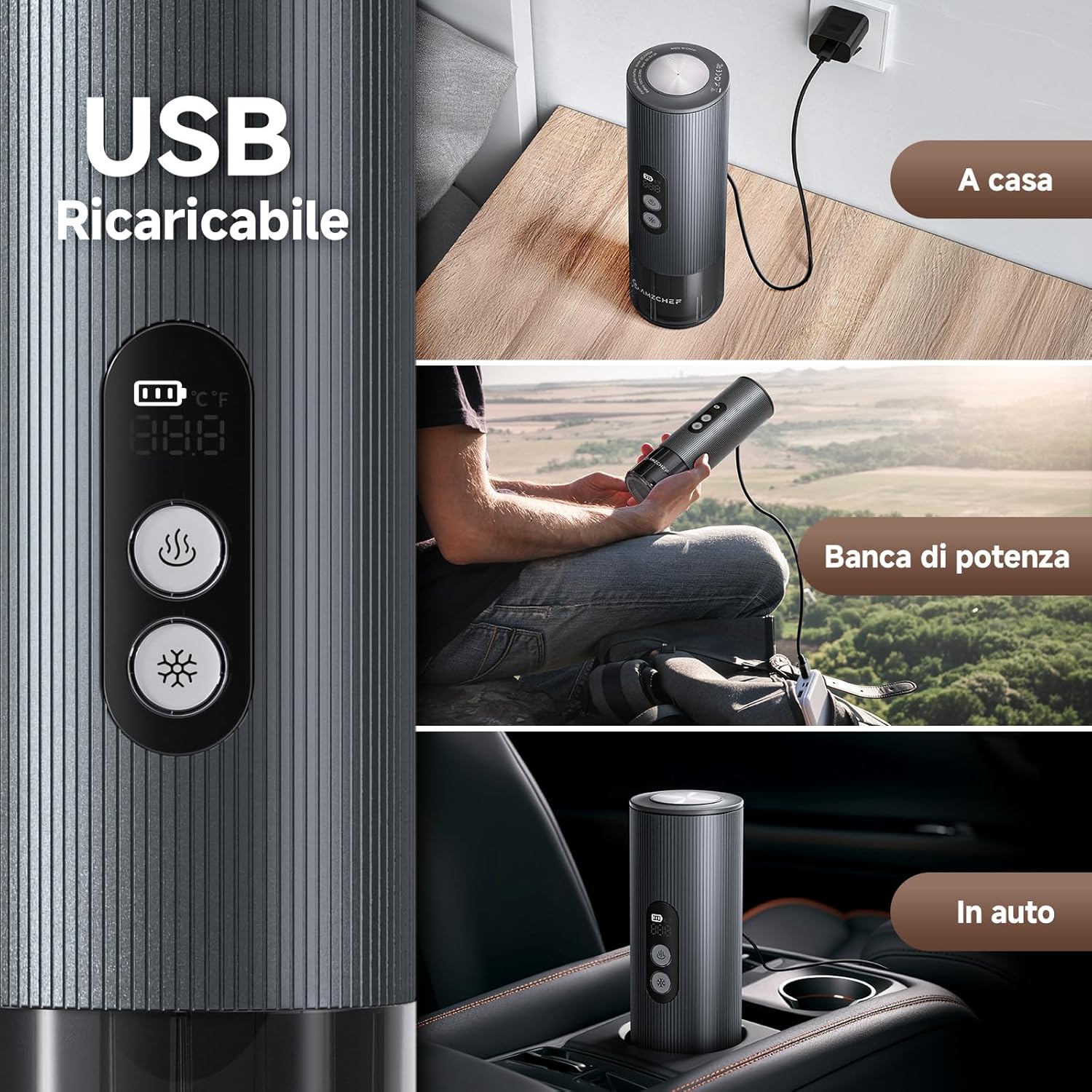 Amzchef Macchina Caffè Portatile 20 Bar USB-C - immagine 6