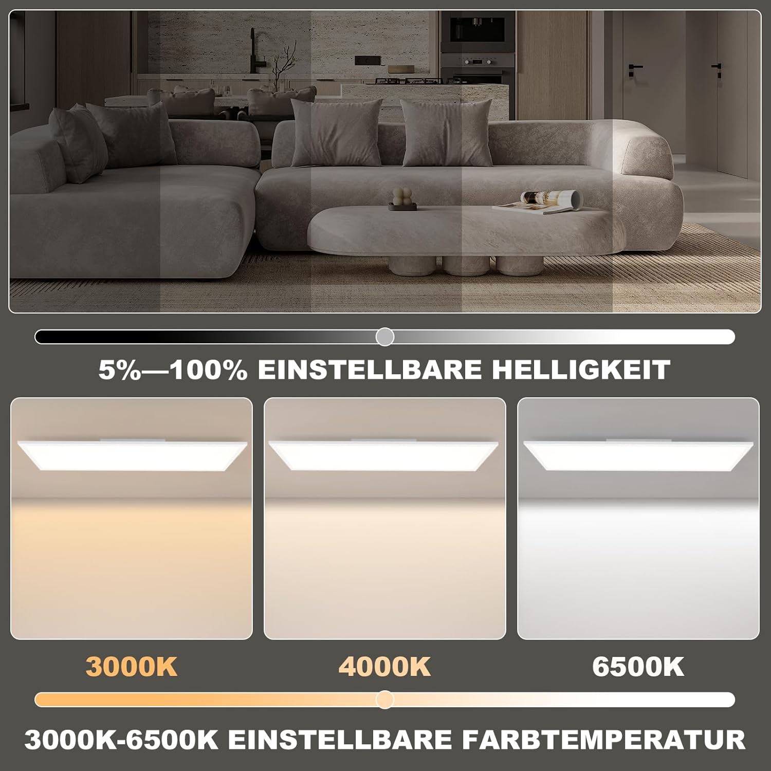 CBJKTX LED Panel 120x30 Plafoniera - Pannello a Soffitto Lungo Dimmerabile RGB Retroilluminazione Cambio Colore Lampada da Ufficio Piatta Ufficio con Telecomando 36W Plafoniera per Officina Corridoio - immagine 6