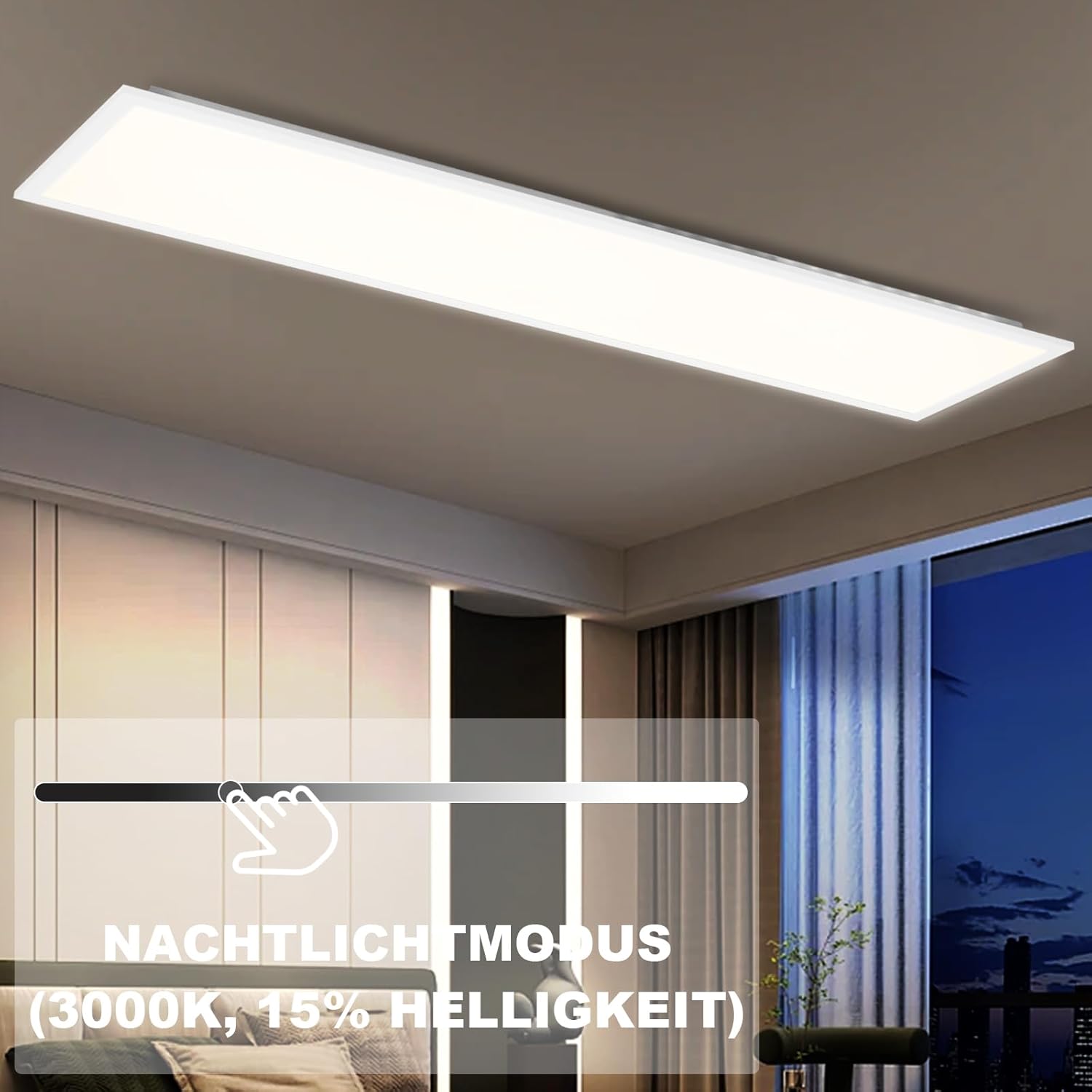 CBJKTX LED Panel 120x30 Plafoniera - Pannello a Soffitto Lungo Dimmerabile RGB Retroilluminazione Cambio Colore Lampada da Ufficio Piatta Ufficio con Telecomando 36W Plafoniera per Officina Corridoio - immagine 8