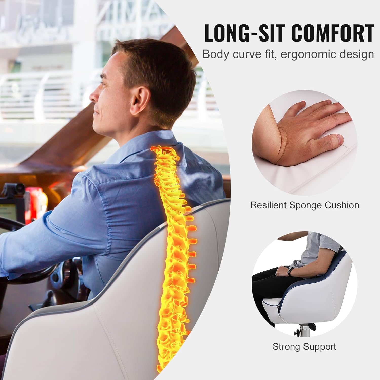 Vevor Sedile da Capitano per Barca e Pontone - immagine 3