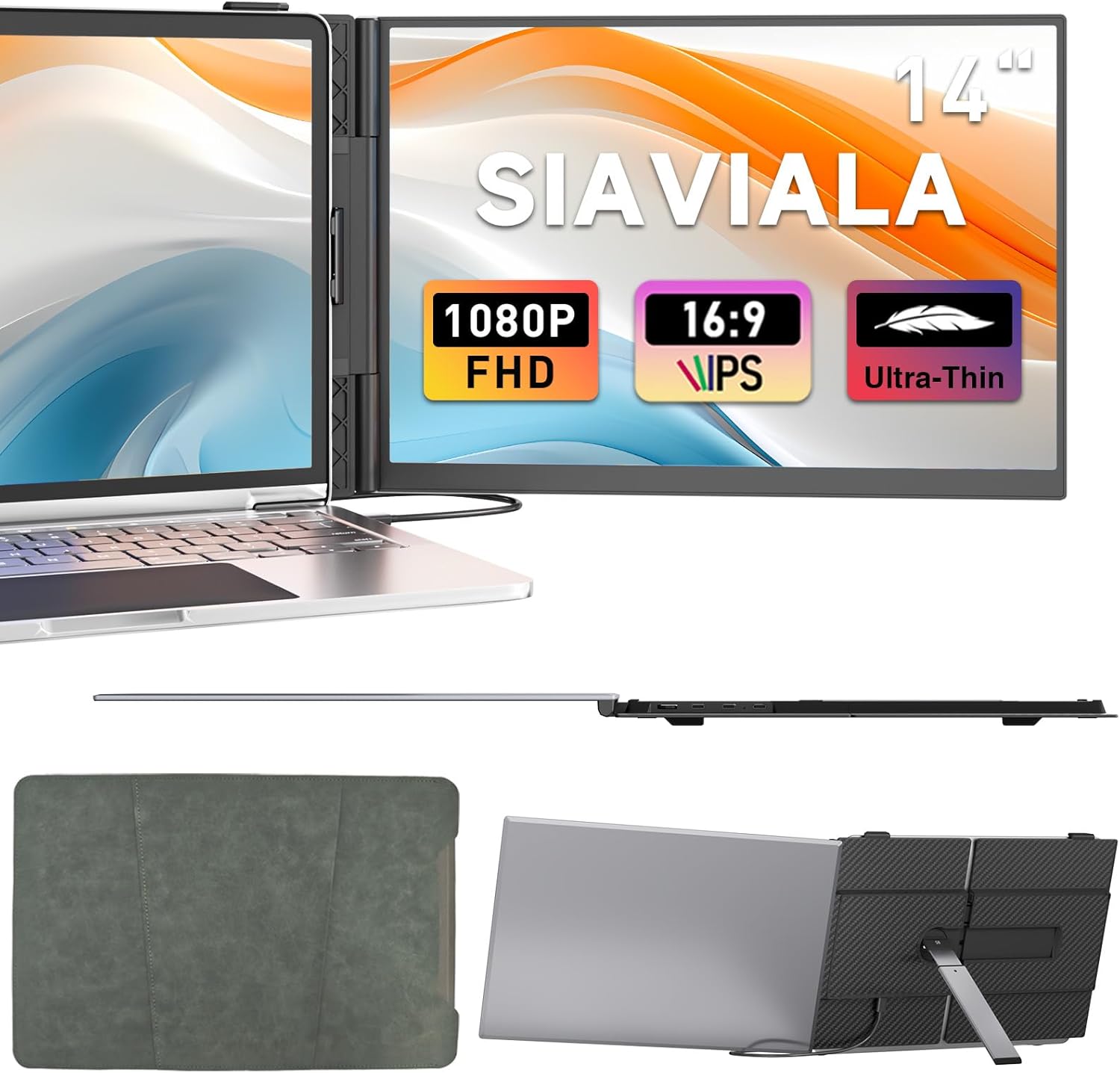 Siaviala Monitor Portatile Ultra-Thin 14" 1080P FHD IPS - immagine 1