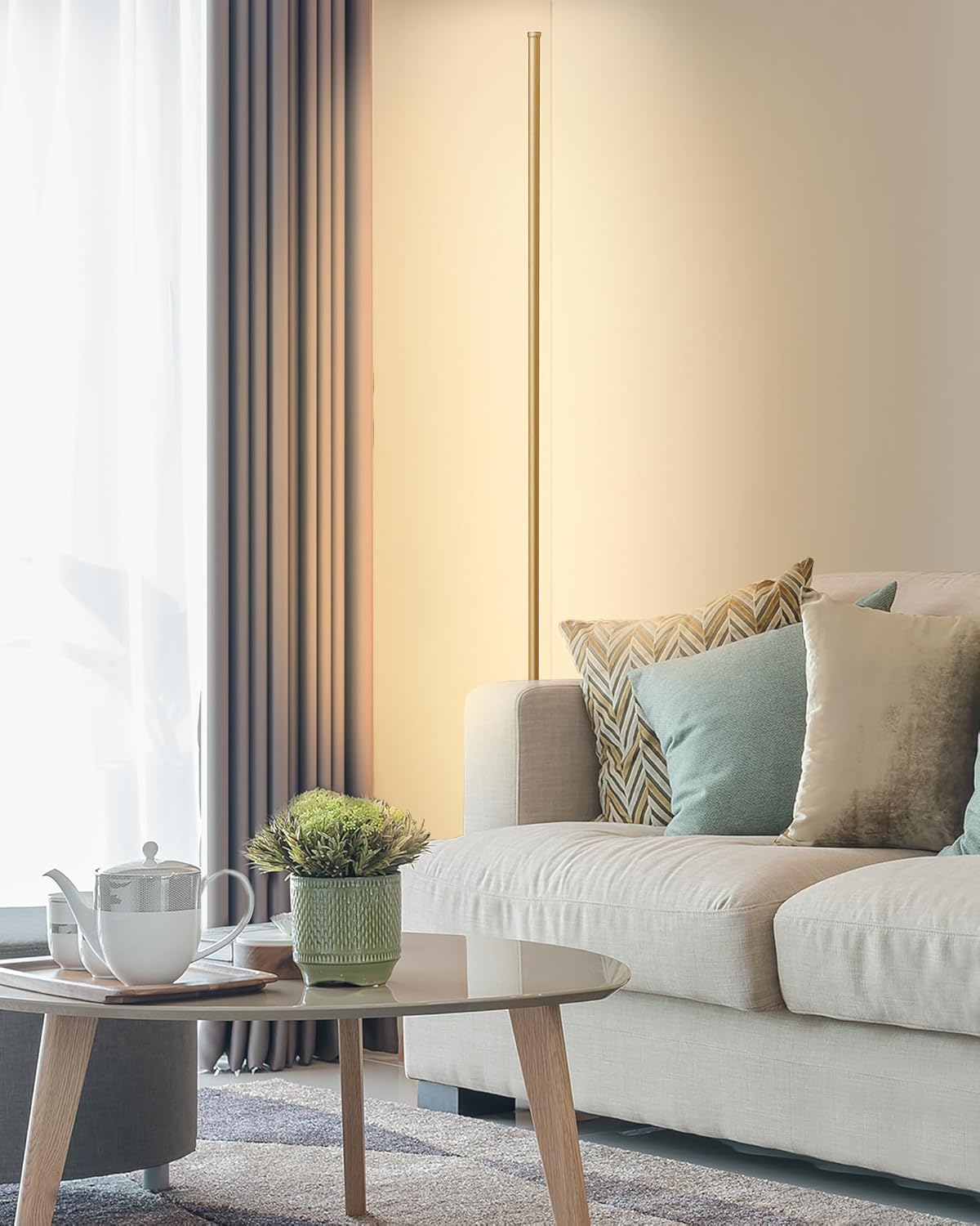 EDISHINE Lampada da Terra LED 19W Dimmerabile, Dorata - immagine 10