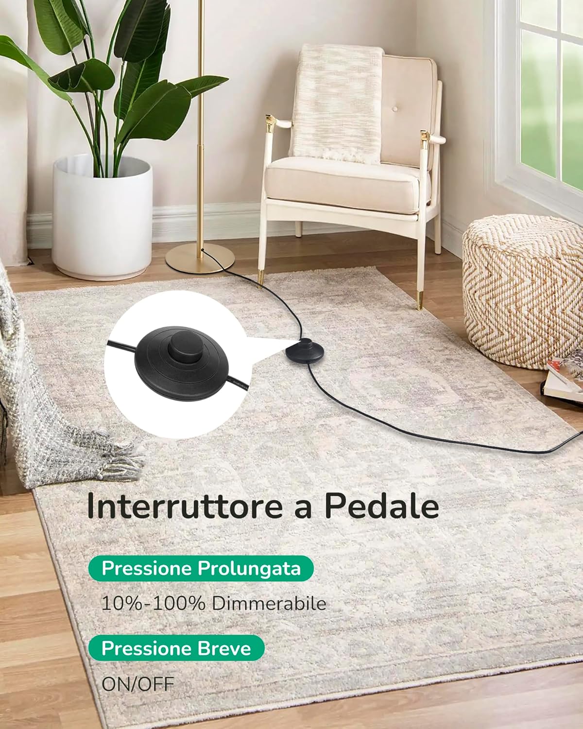 EDISHINE Lampada da Terra LED 19W Dimmerabile, Dorata - immagine 4