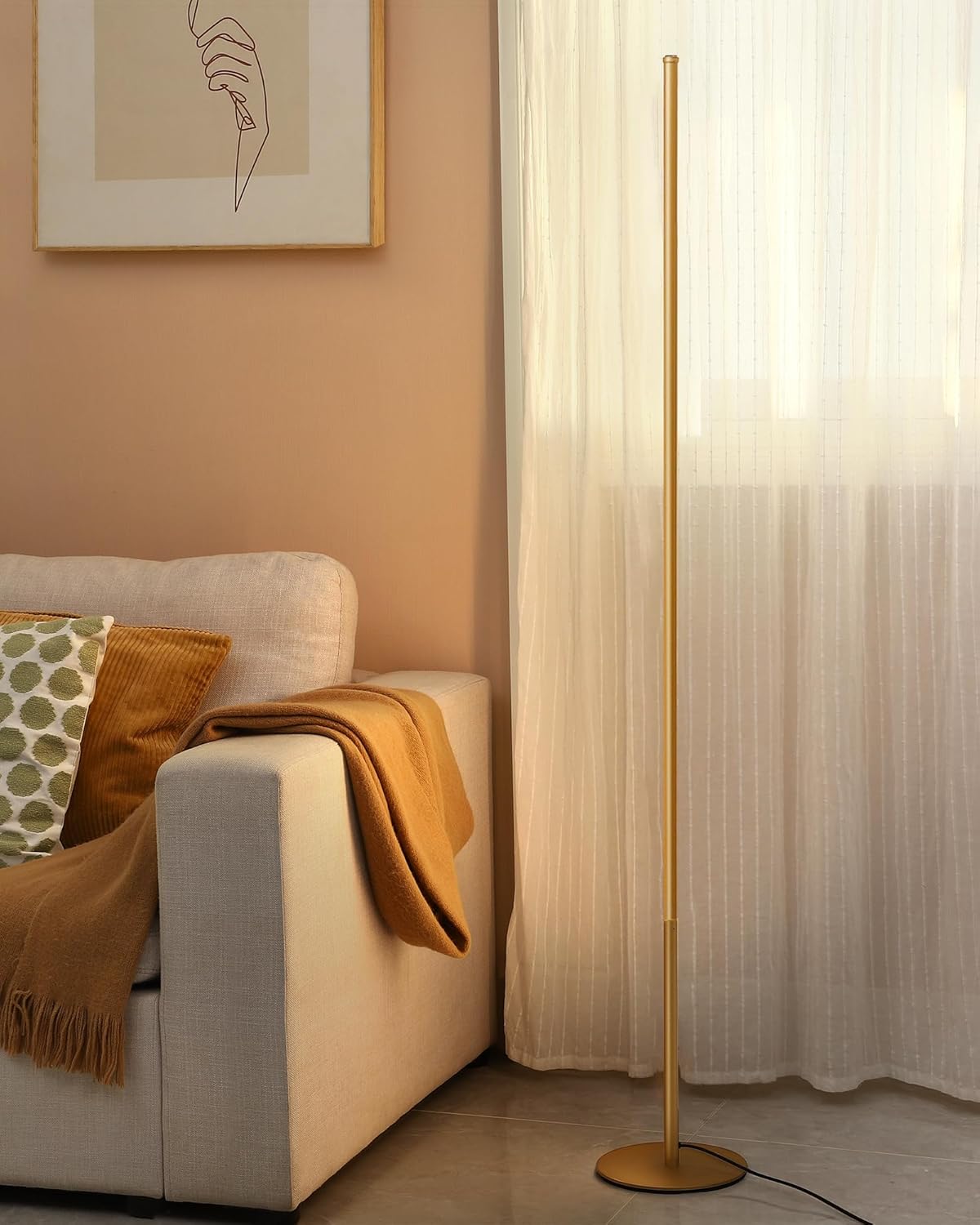 EDISHINE Lampada da Terra LED 19W Dimmerabile, Dorata - immagine 6