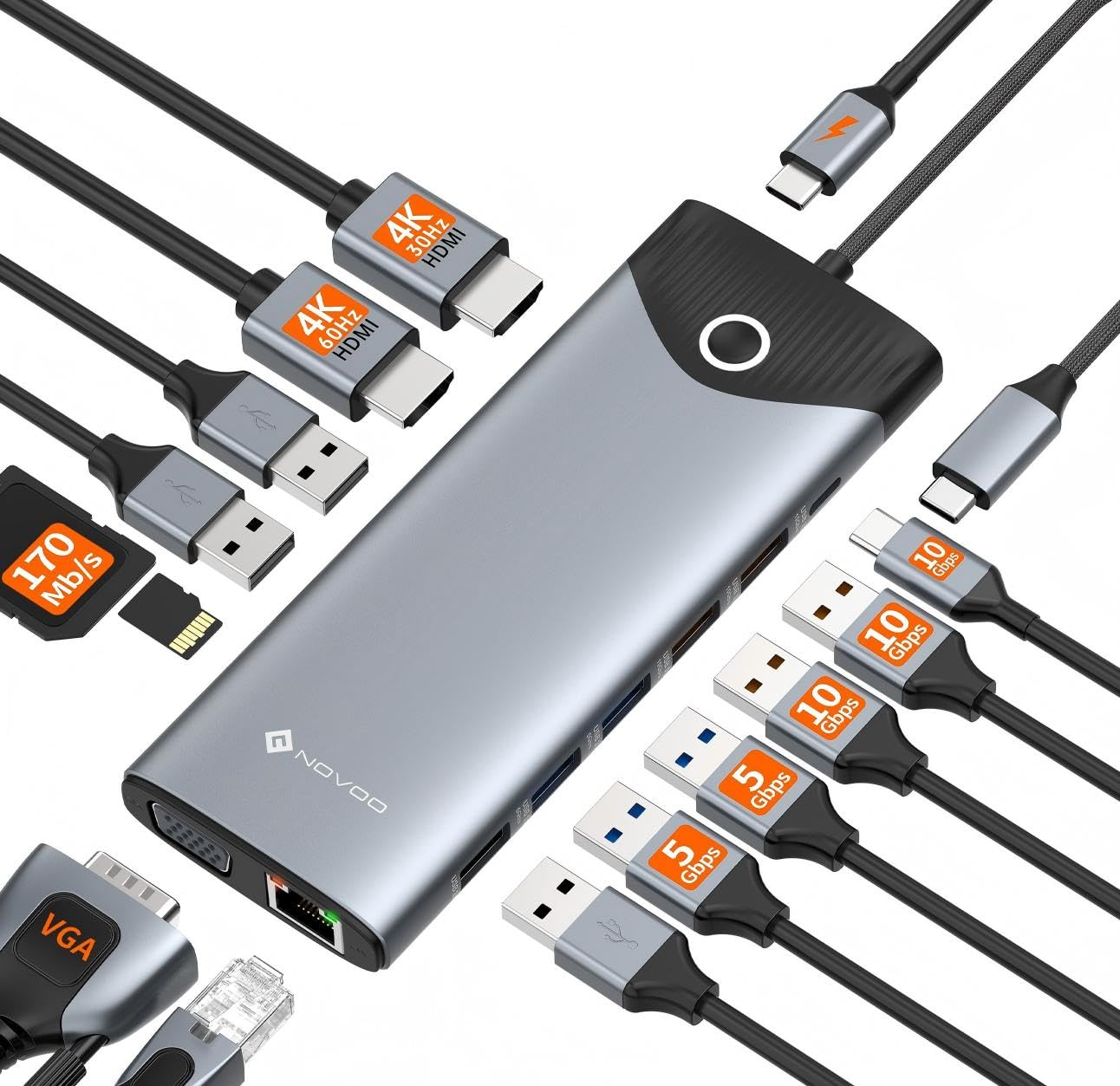 Novoo Docking Station USB C 15 in 1 Triple Display