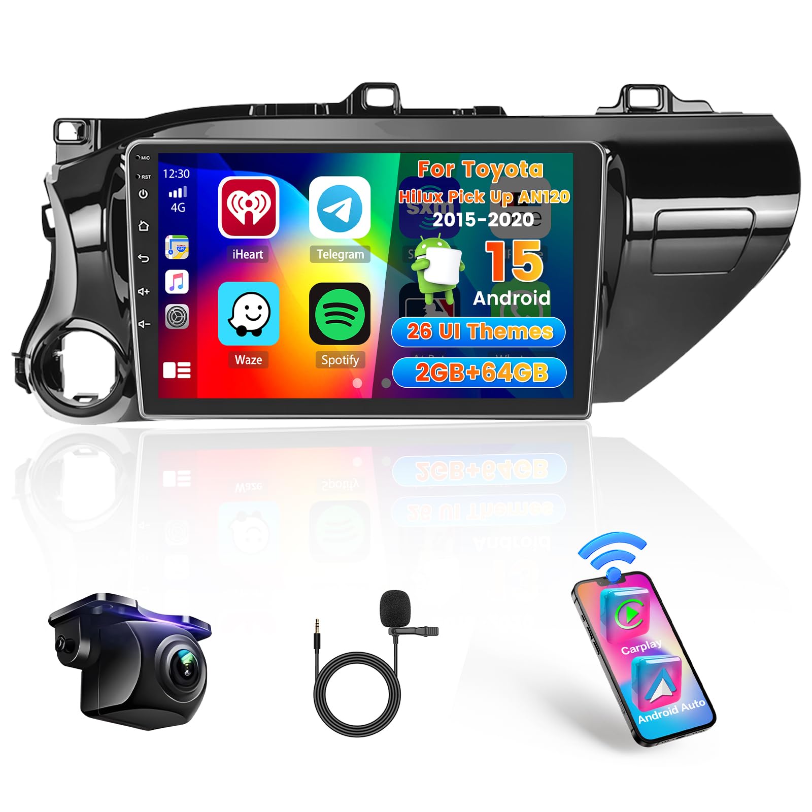 Hikity Stereo Auto Android per Toyota Hilux Pick Up AN120 2015-2020