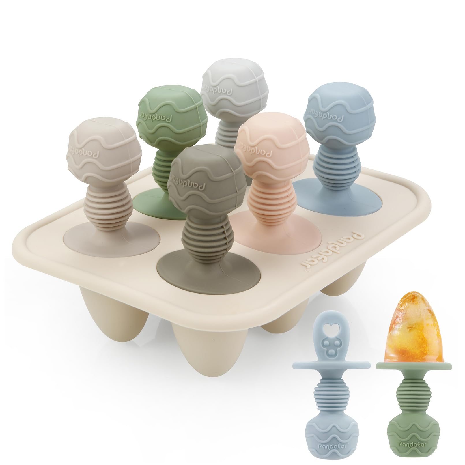 PandaEar Stampi in silicone per ghiaccioli, mini stampi per ghiaccioli per latte materno con bastoncini e 6 cavità per alleviare la dentizione del bambino, latte materno congelato massaggiagengive