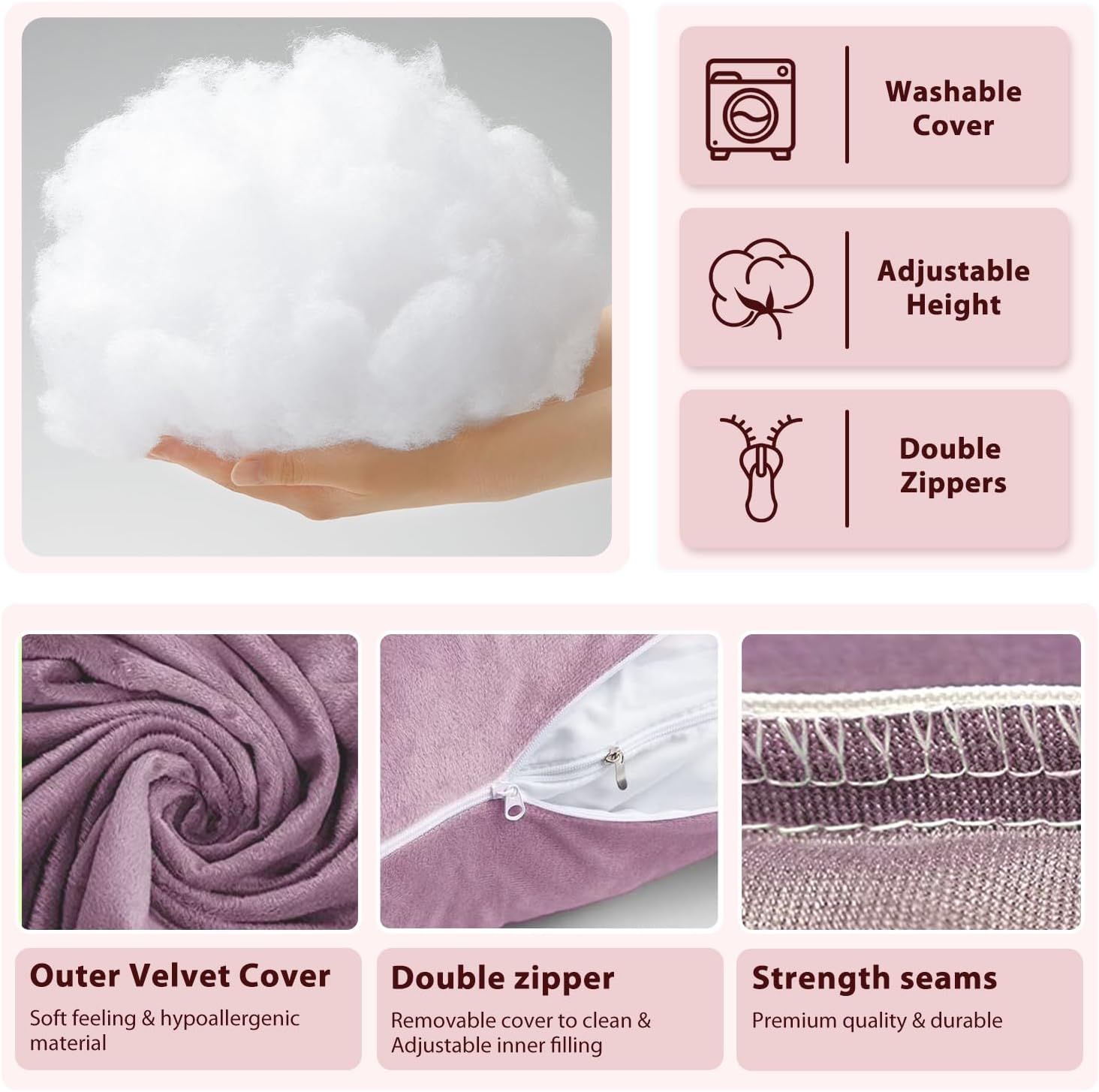 Chilling Home Cuscino Gravidanza a U, Viola - immagine 5