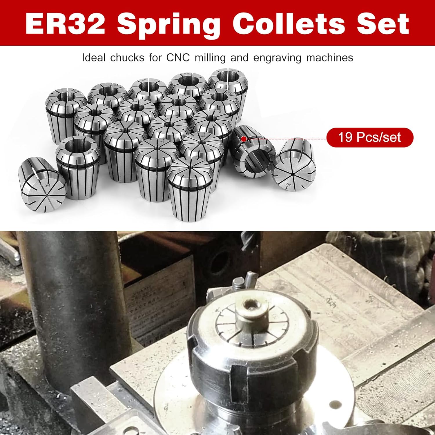 Hseamall Set 19 Mandrini di Precisione ER32 - immagine 6