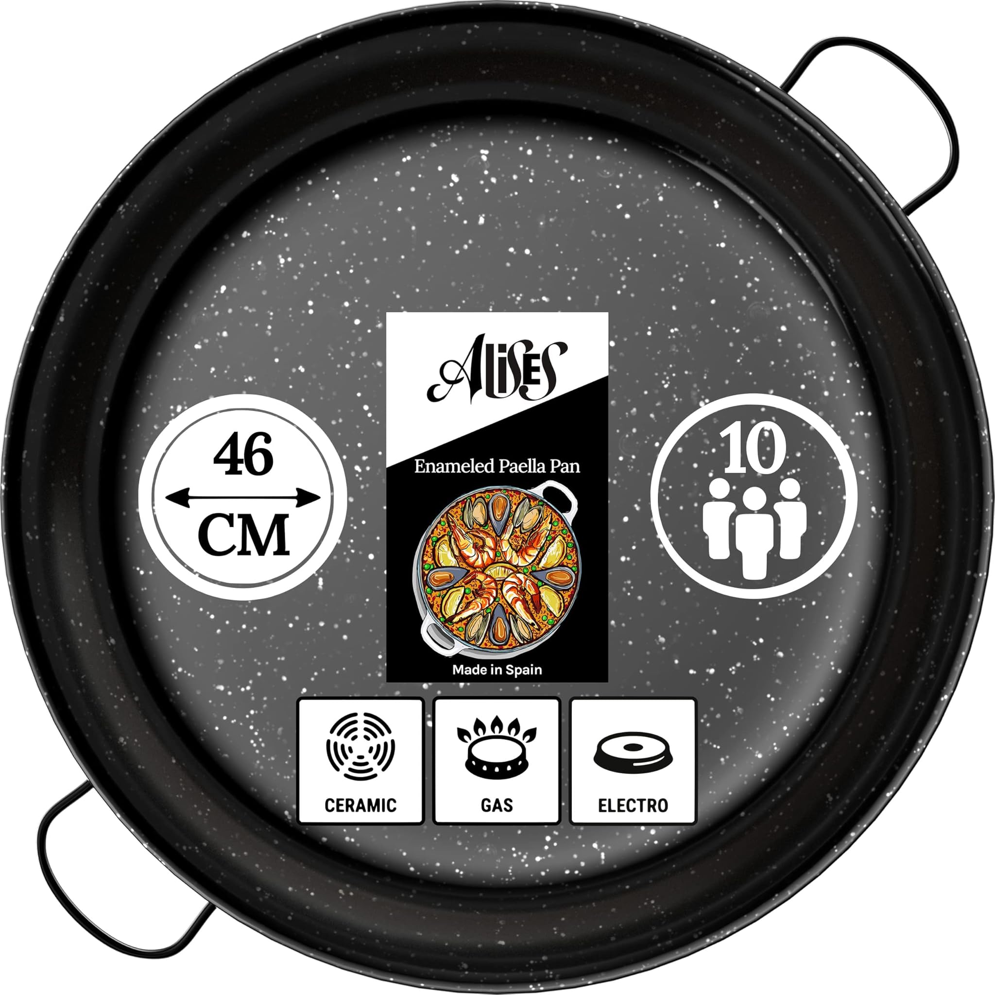 Alises Padella Paella in Acciaio Carbonio Smaltato 46 cm