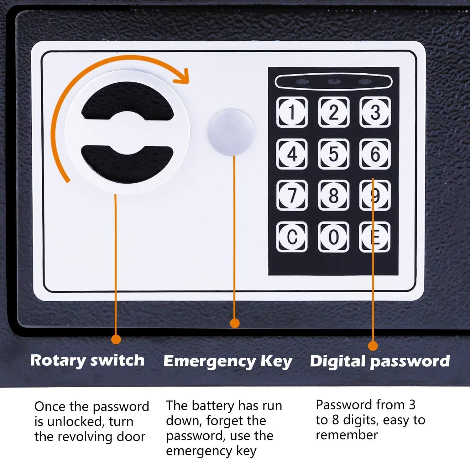 Meykey Cassaforte Elettronica Digitale Nera - immagine 3