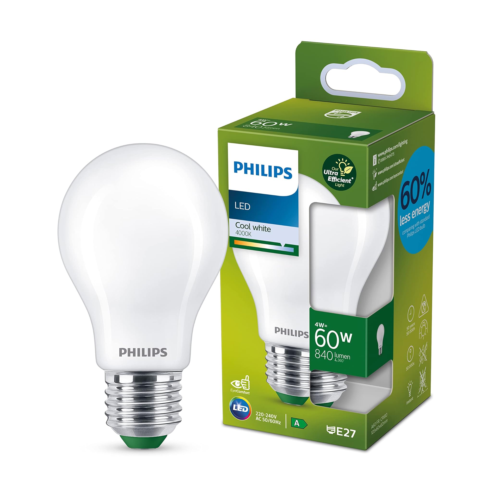 Philips LED Lampadina Goccia E27, Luce Bianca Fredda