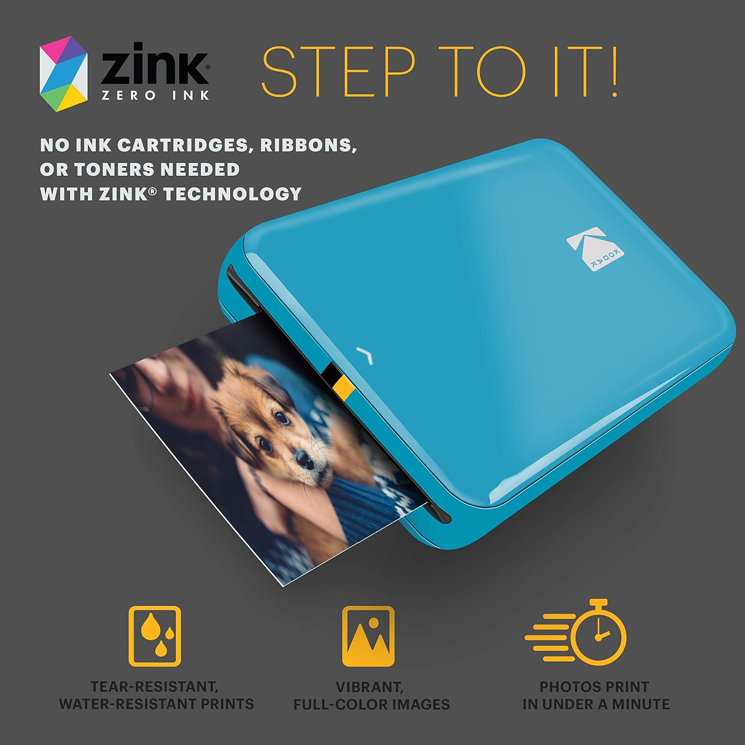 Kodak Step - Stampante Fotografica Istantanea, Blu - immagine 5