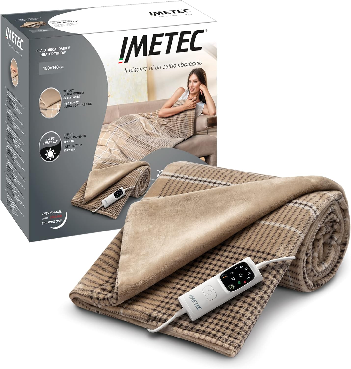 Imetec CaldoPlaid Elegance - Plaid Riscaldabile 180x140cm