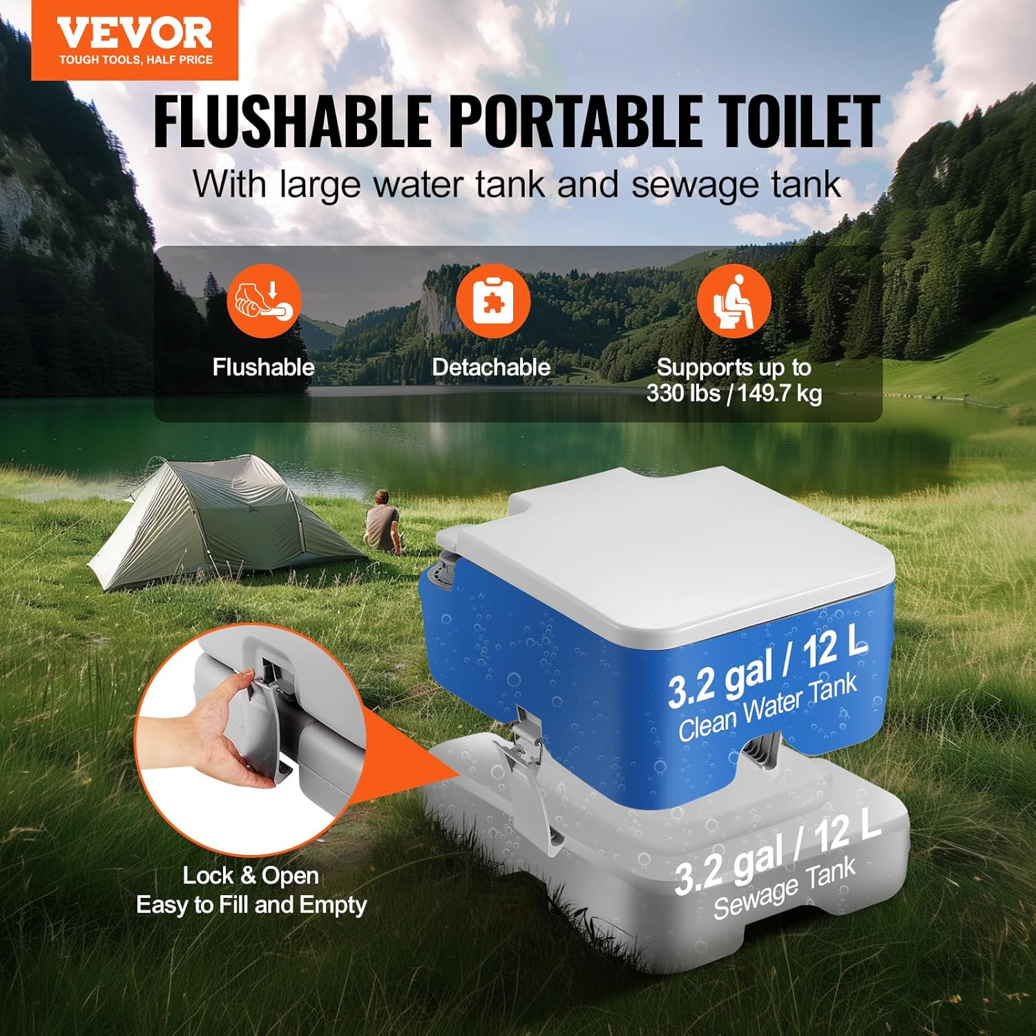 Vevor Toilette Portatile da Campeggio 12L - immagine 2