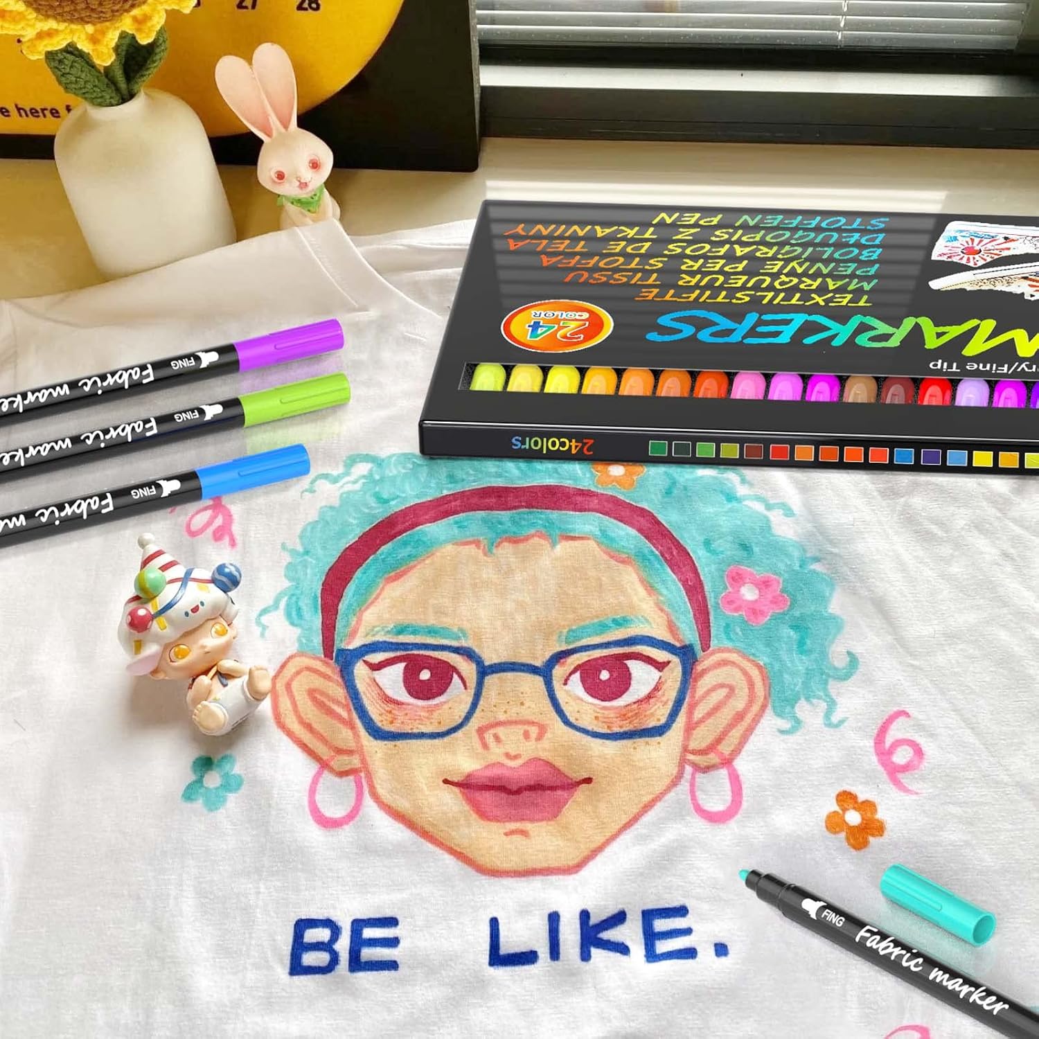 Luzoon 24 Pennarelli Permanenti per Tessuti - immagine 6