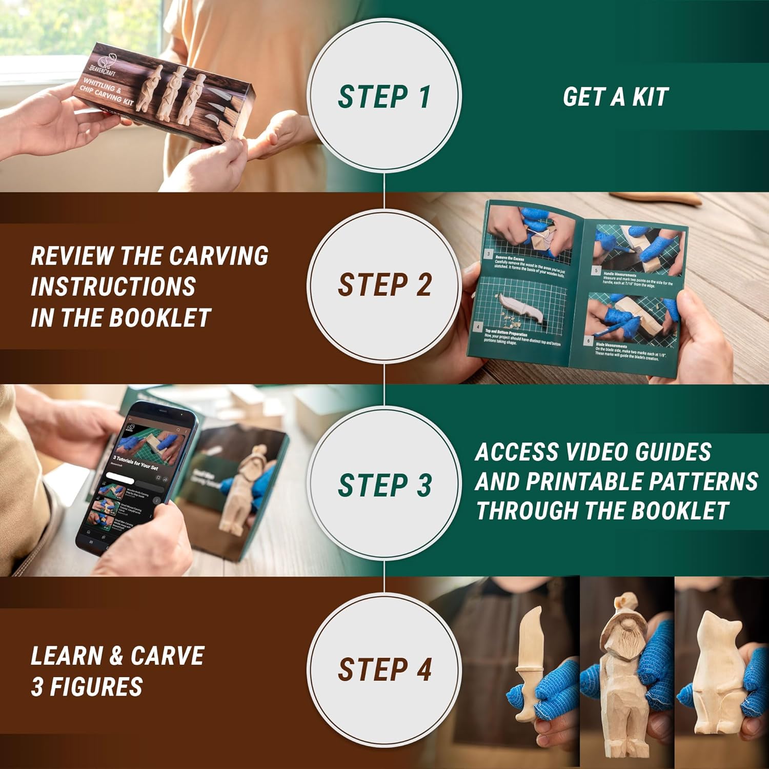 Beavercraft S15 - Kit Coltelli per Intaglio Legno - immagine 3