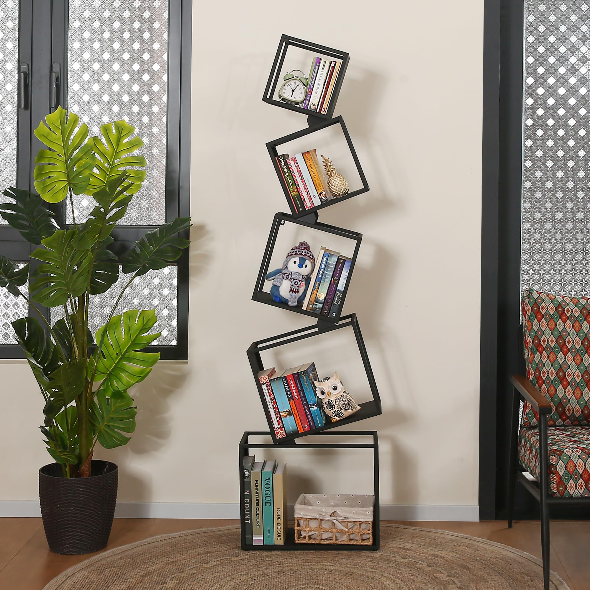 Vonkinka Libreria da Ufficio a 5 Livelli, 170 cm, Nera