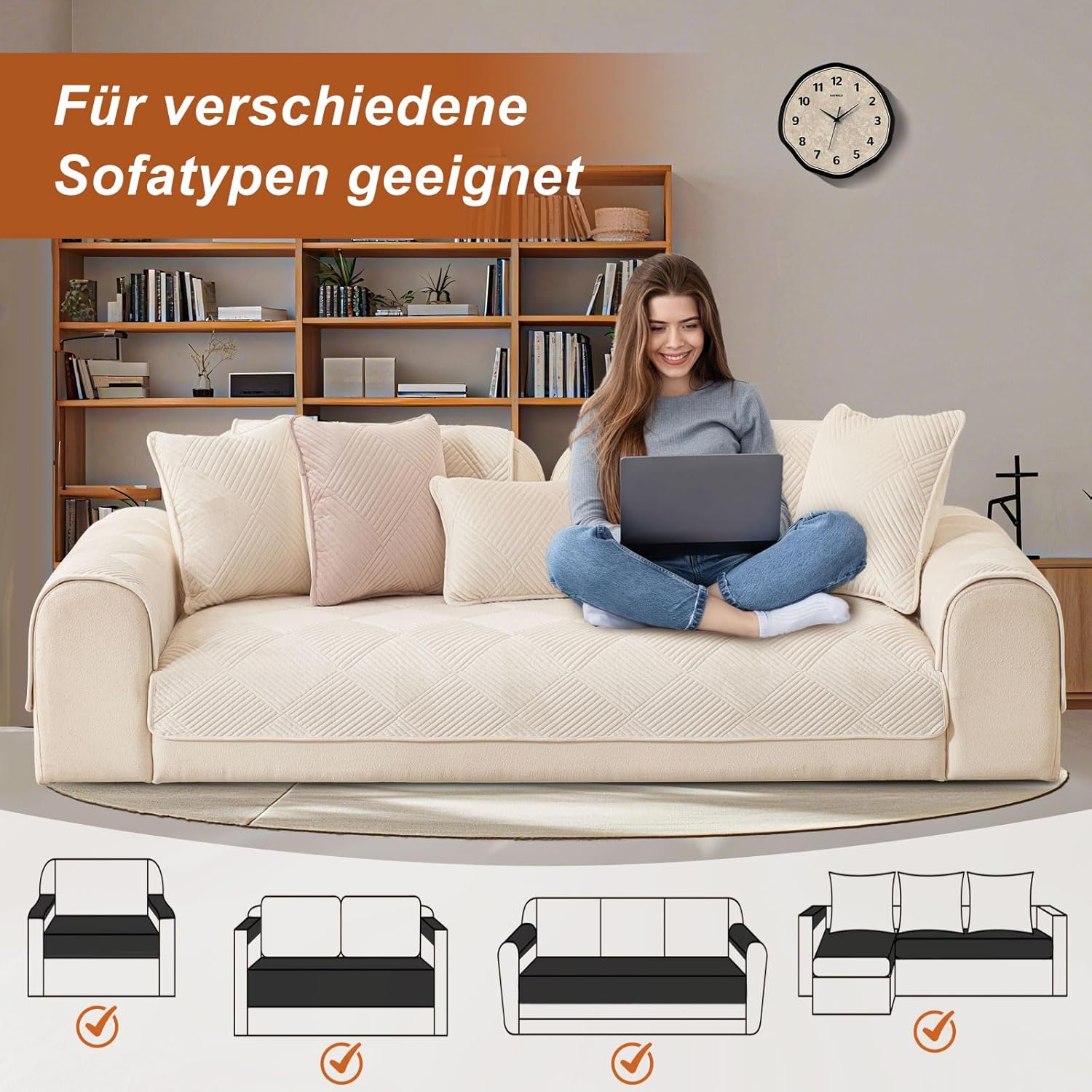 QHAIYYBF Copridivano 4 Posti con Penisola - immagine 2