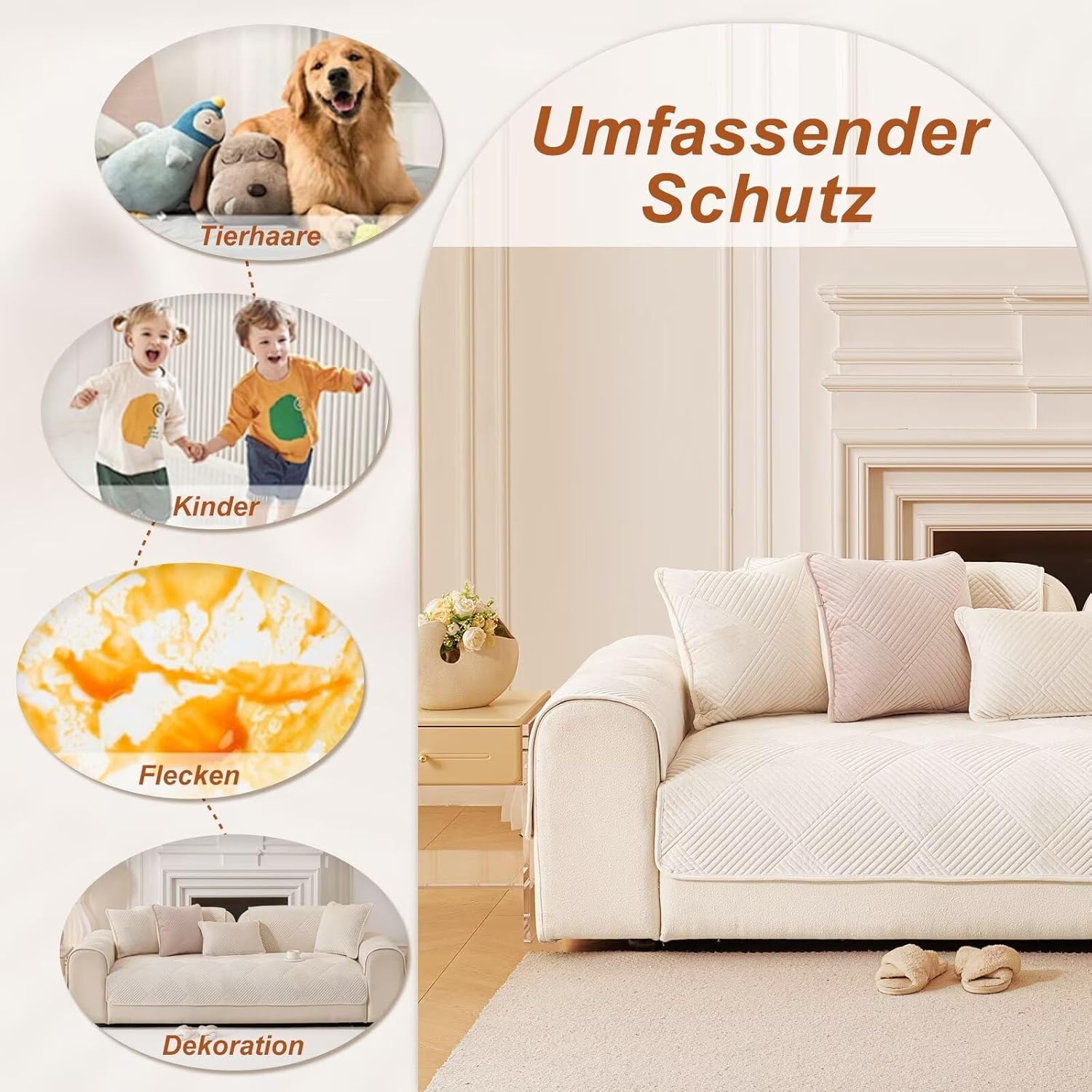 QHAIYYBF Copridivano 4 Posti con Penisola - immagine 6