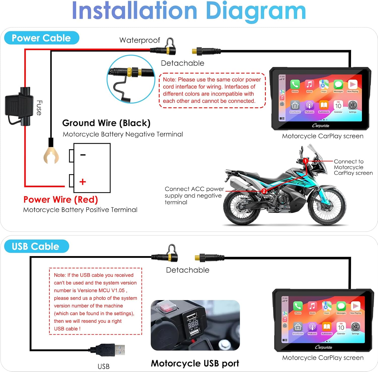 Carpuride W702 - Schermata CarPlay Moto 7 Pollici - immagine 5