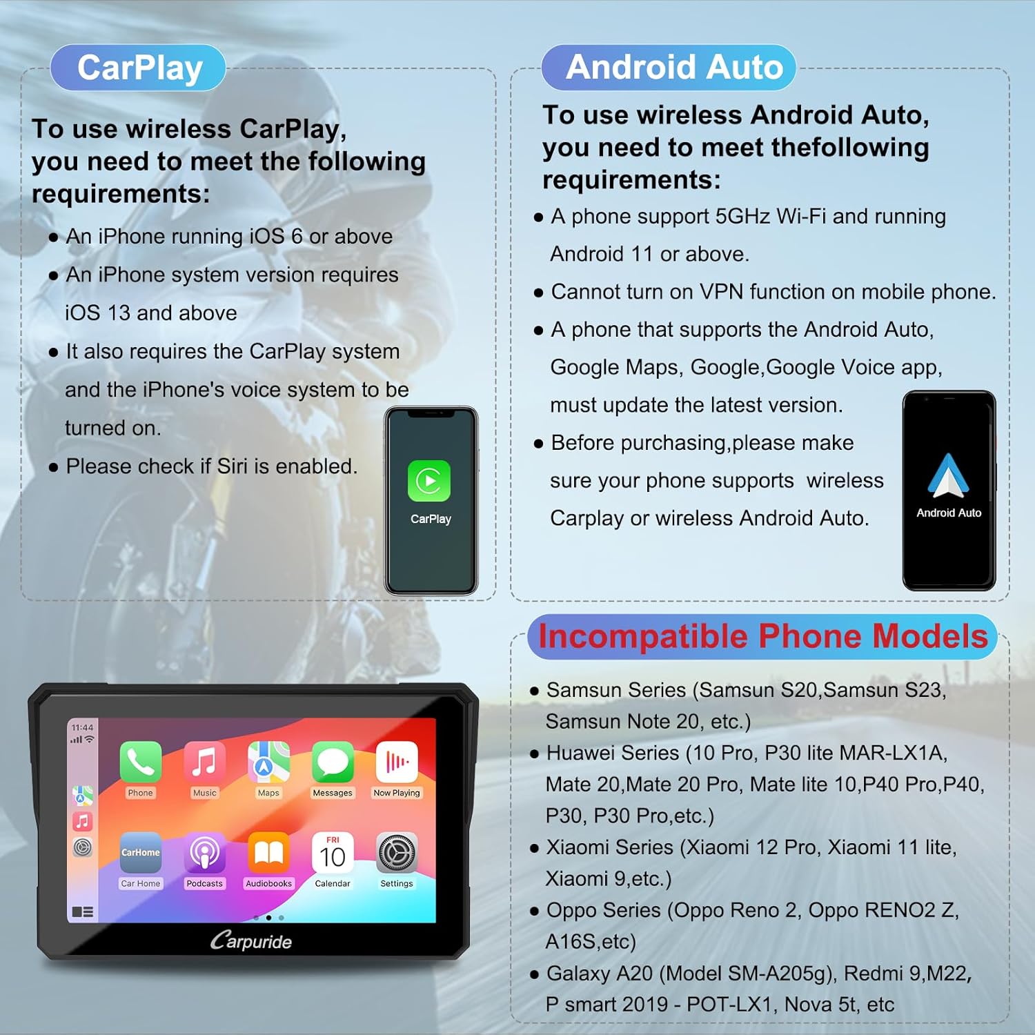 Carpuride W702 - Schermata CarPlay Moto 7 Pollici - immagine 6