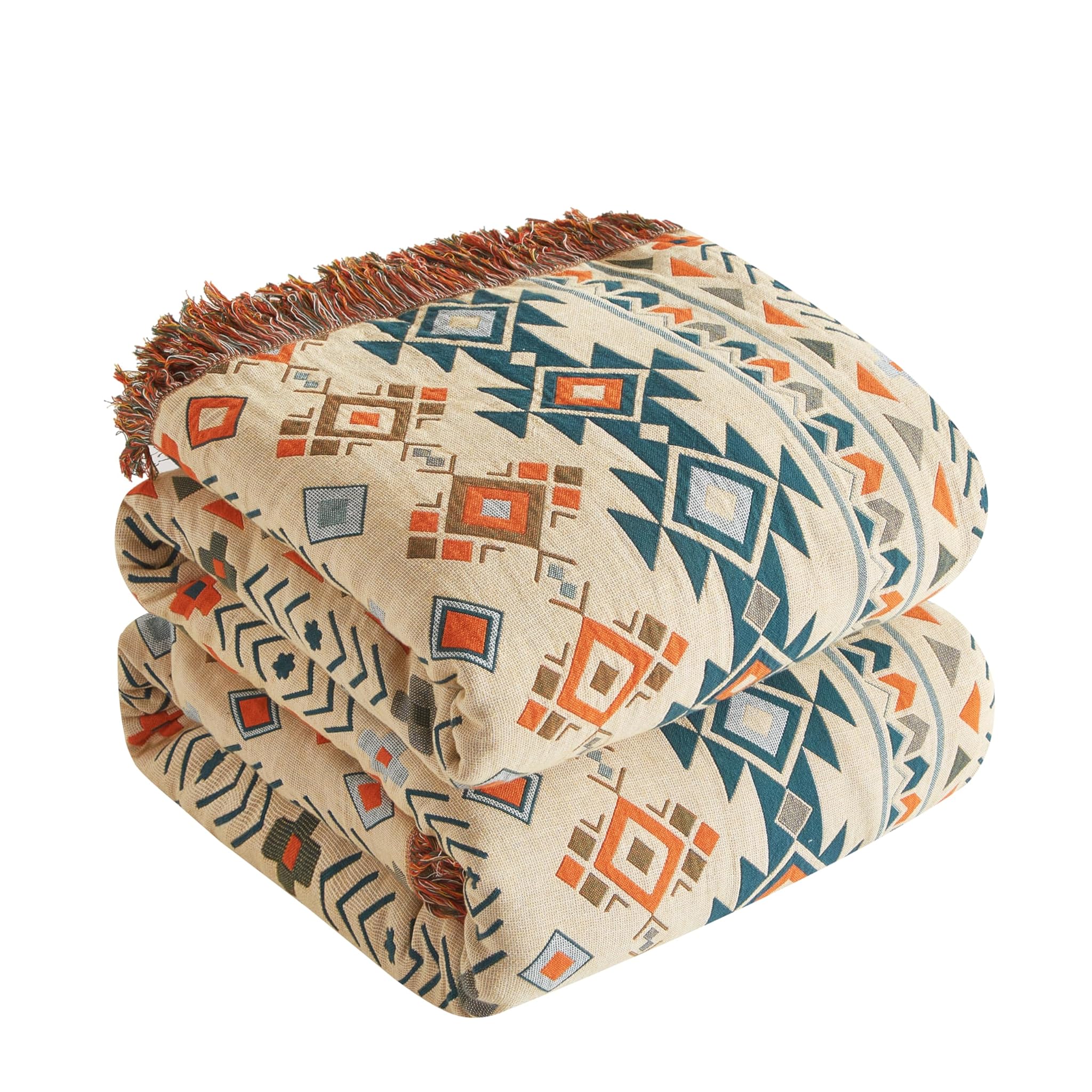 Se Softexly Coperta Boho 100% Cotone 200x230cm, Beige/Brown