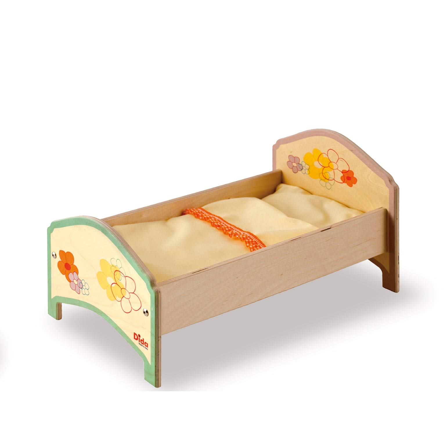 Dida - Culla per Bambole in Legno Fiore con Biancheria