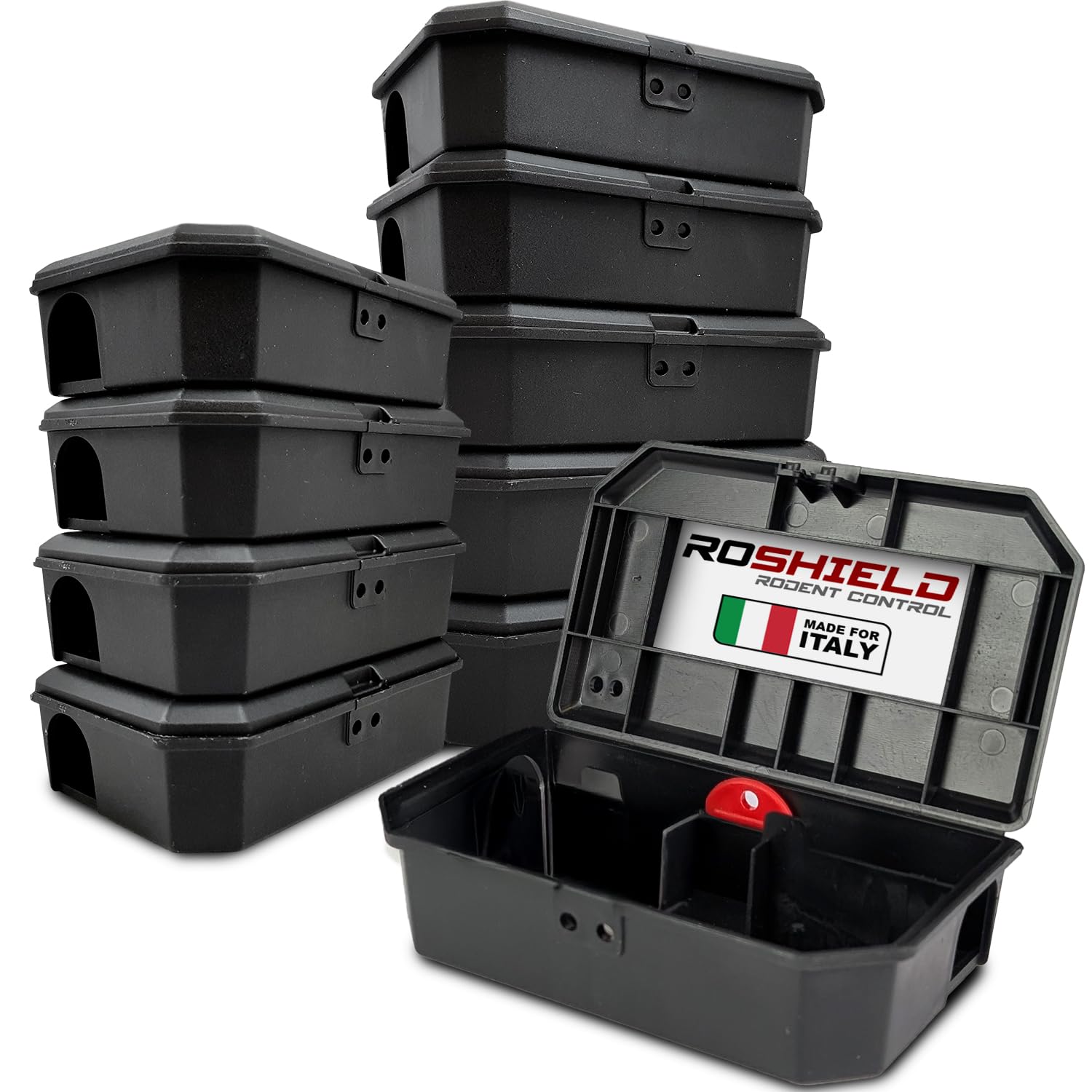 Roshield - Set 10 Scatole Nere per Esche Topi