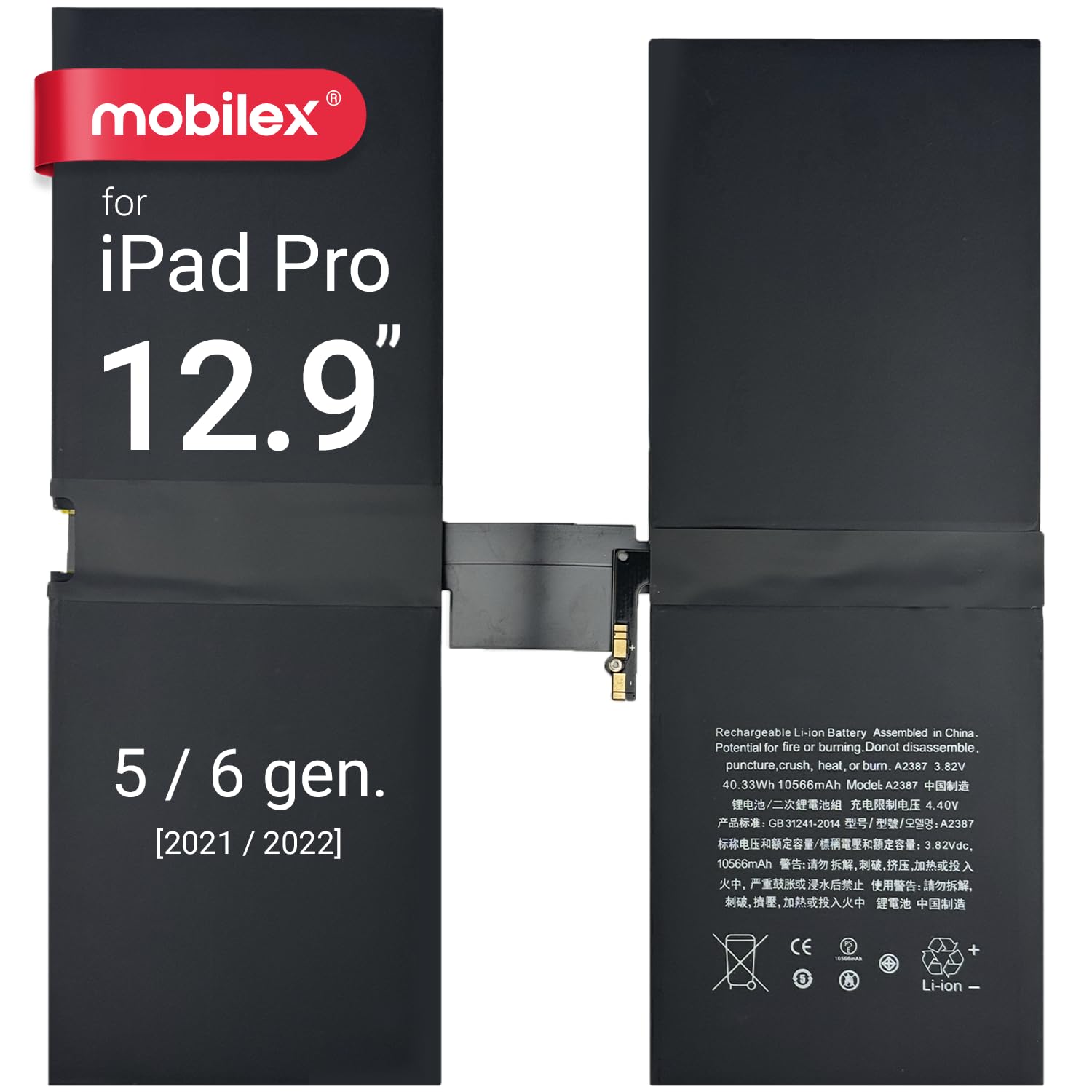Mobilex Batteria A2387 per iPad Pro 12.9" (5/6 Gen)
