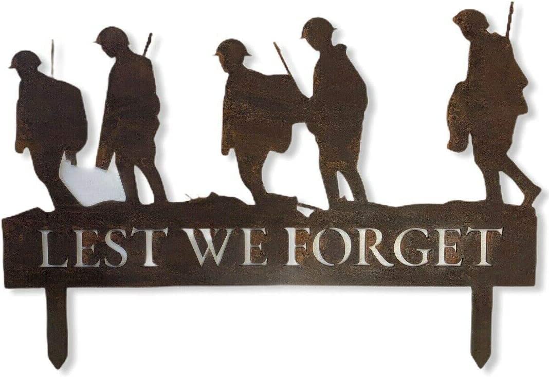 Lest We Forget Soldier Scene Statua Giardino in Metallo Rusty