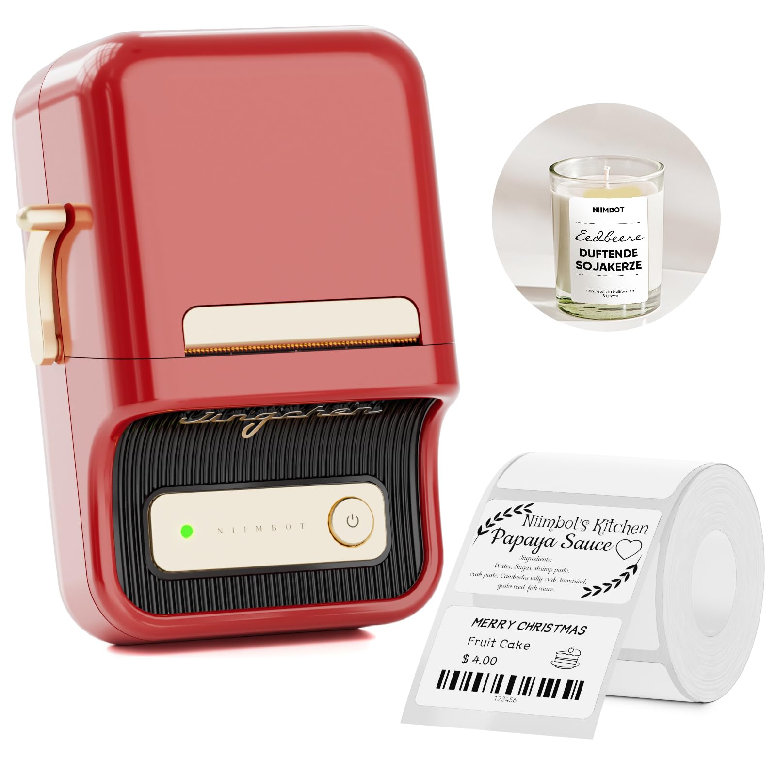 Niimbot B21 - Etichettatrice Termica Senza Inchiostro, Rosso