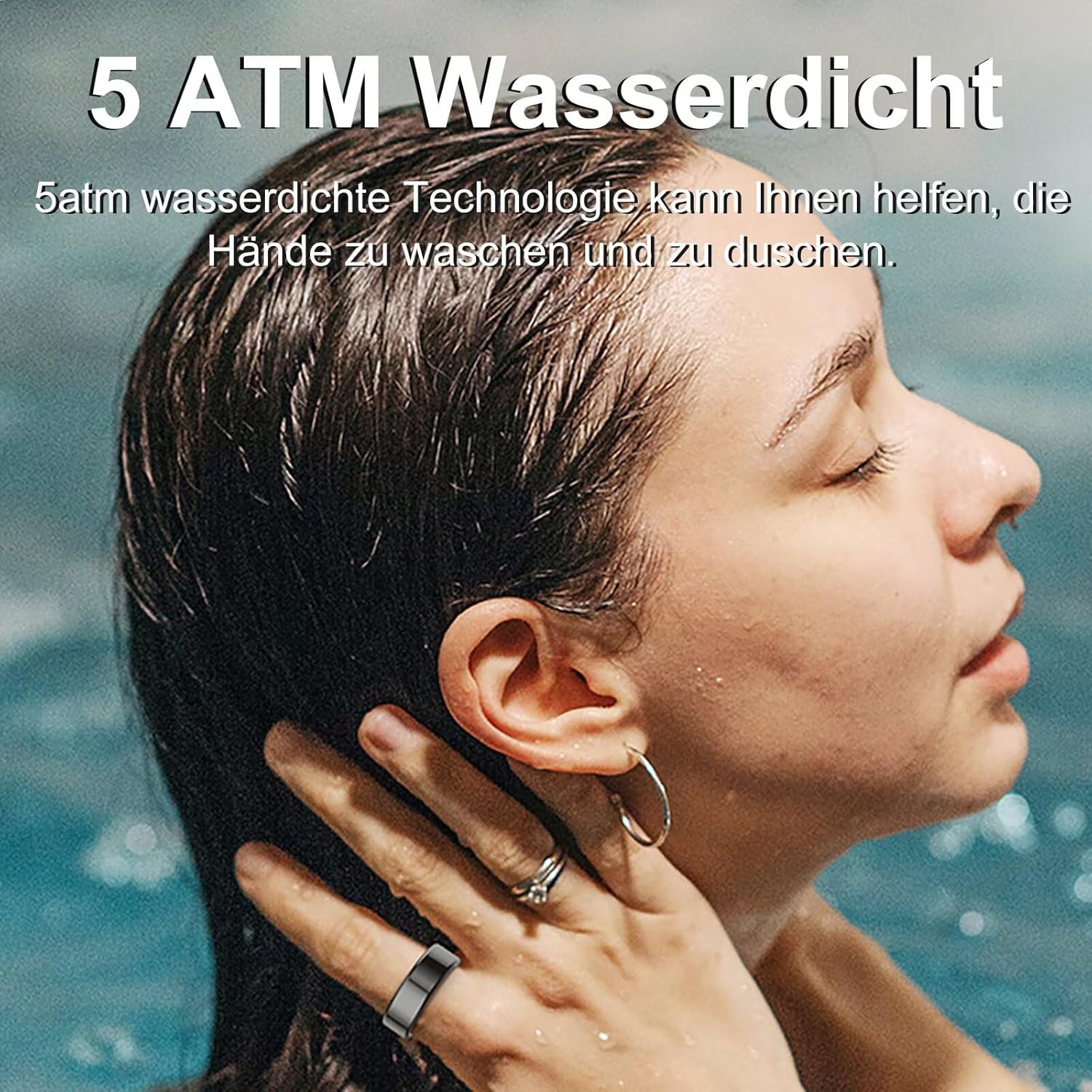 Smart Ring Android Fitness Tracker Nero Oro Rosa - immagine 2