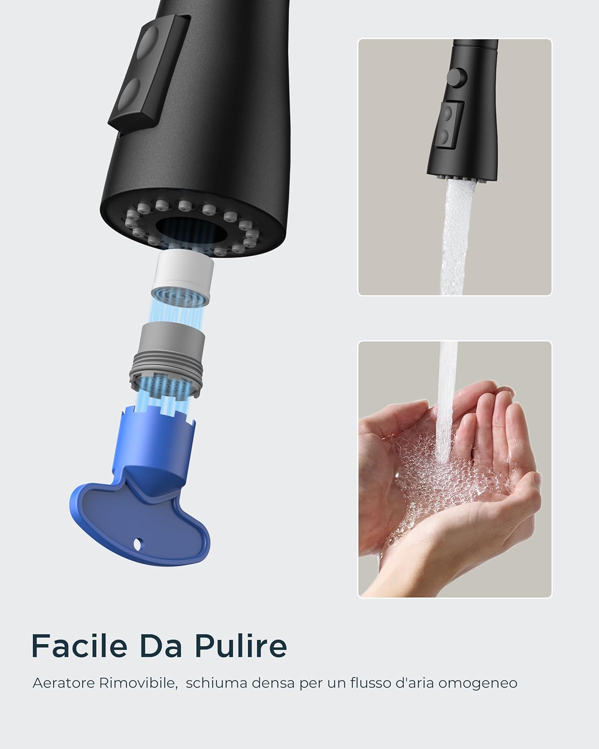 Forious Rubinetto Lavello Cucina Nero con Doccetta Estraibile - immagine 7