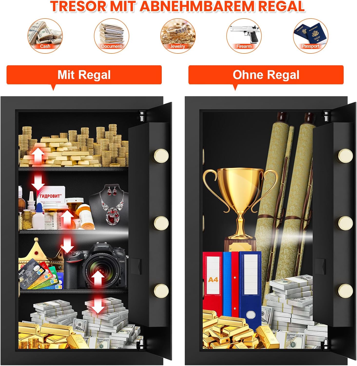 Cassaforte Ignifuga Digitale 85L con Tasca Documenti - immagine 3