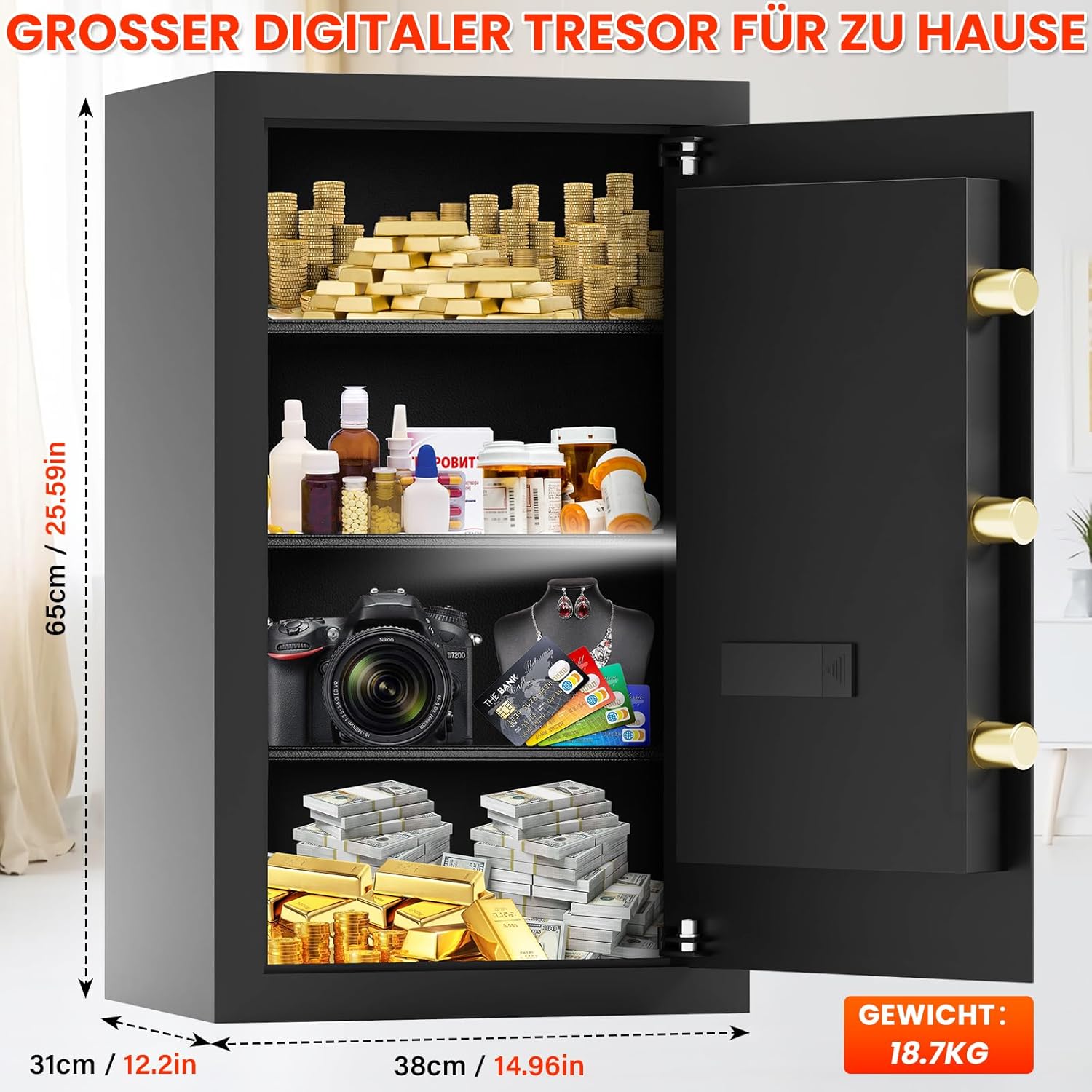 Cassaforte Ignifuga Digitale 85L con Tasca Documenti - immagine 4