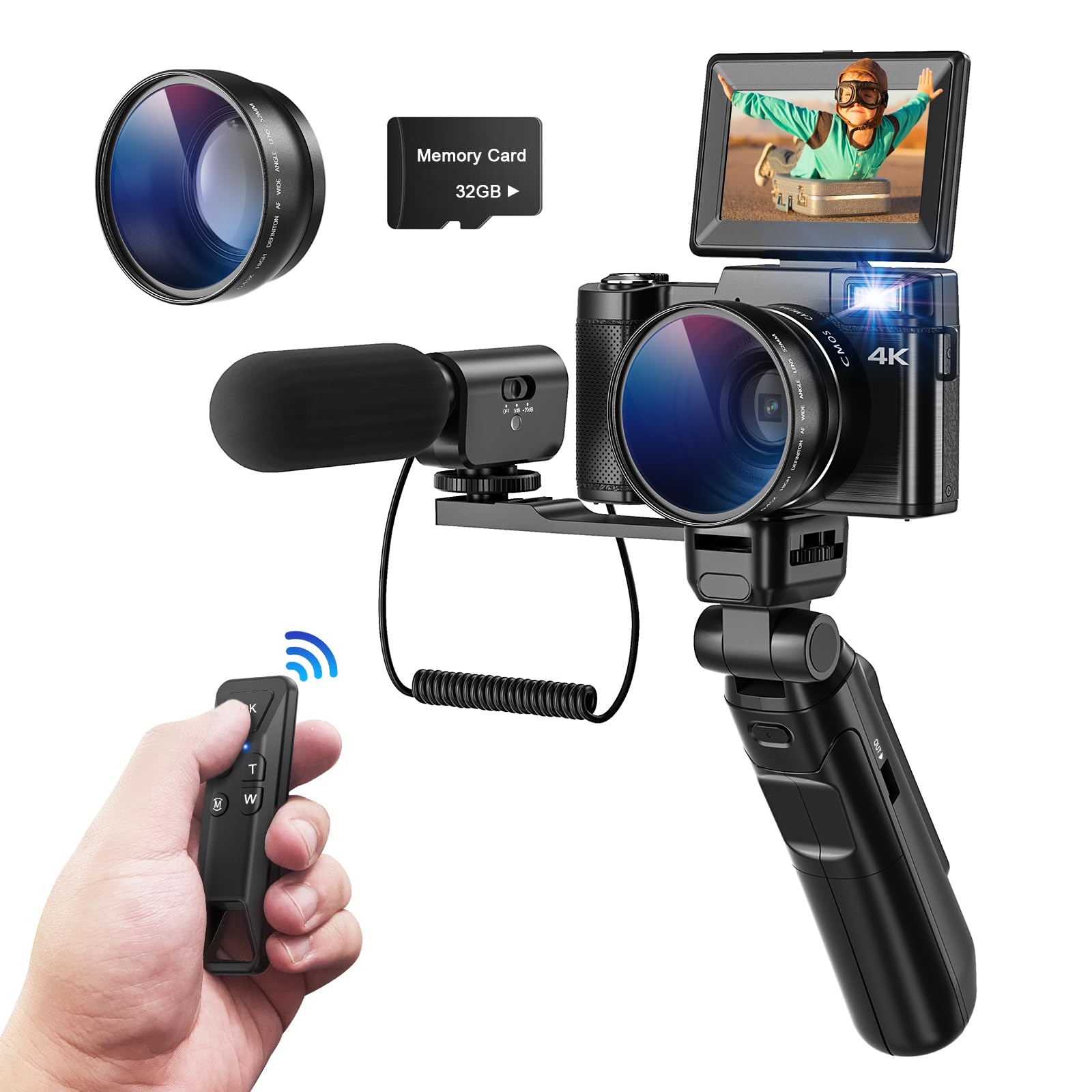 CCN Fotocamera Digitale 4K 48MP, Fotocamera con schermo 3.0