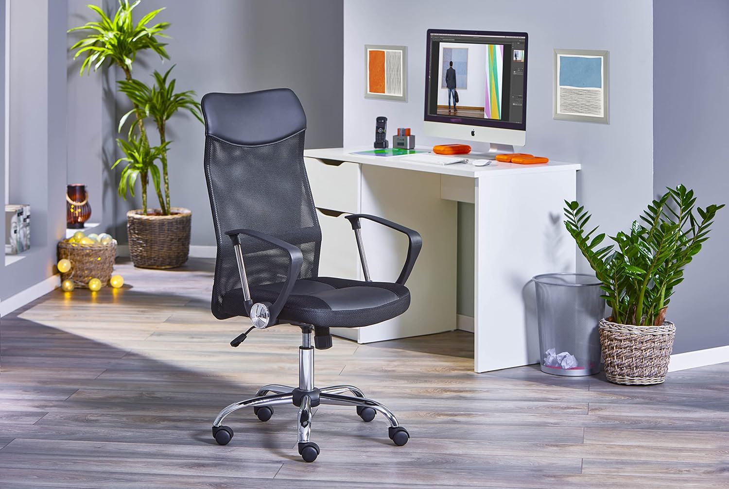 Inter Link Torino - Sedia da Ufficio Regolabile, Nera - immagine 2