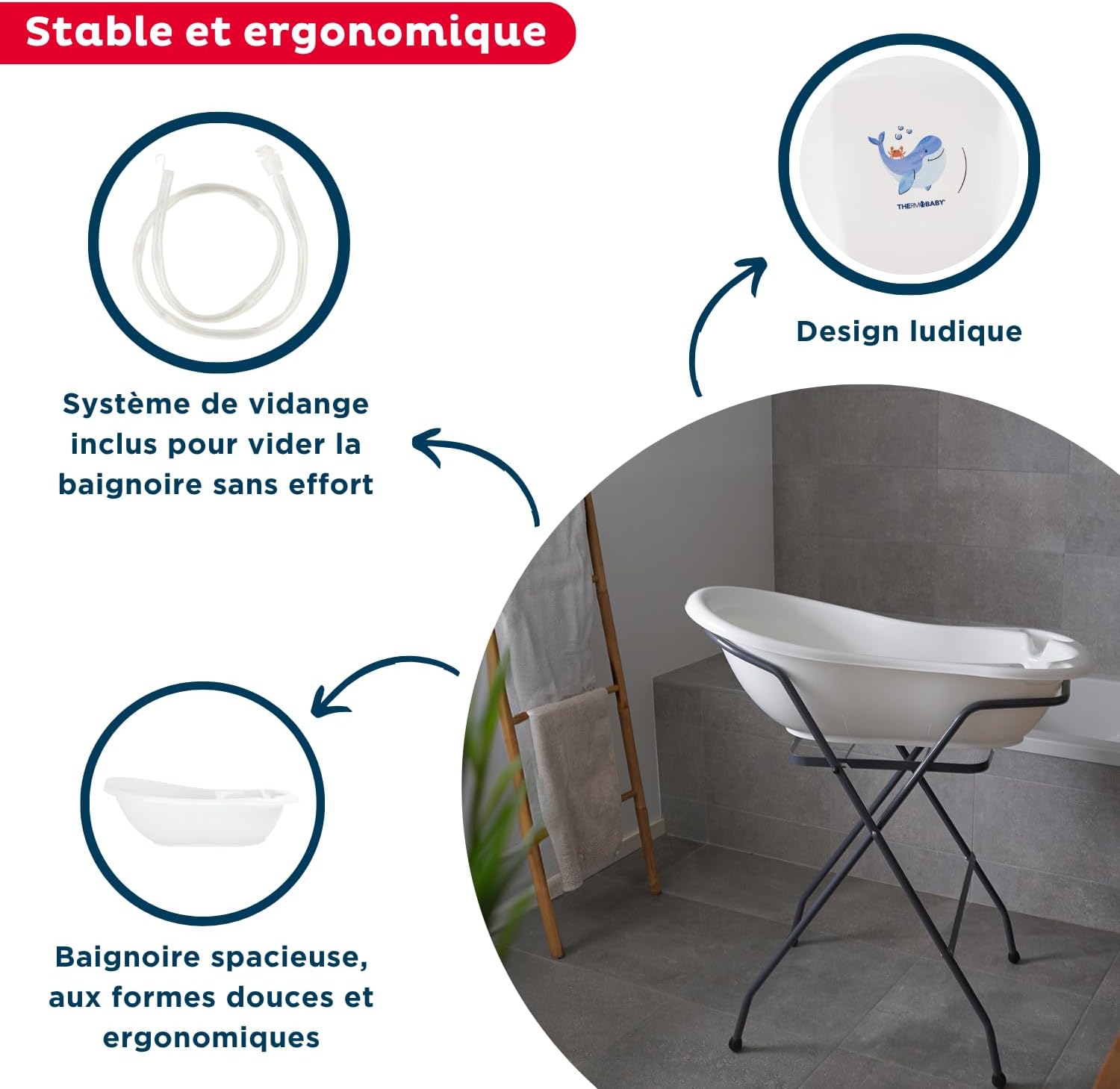 Thermobaby Kit Vasca da Bagno YOOPI - Bianco - immagine 4