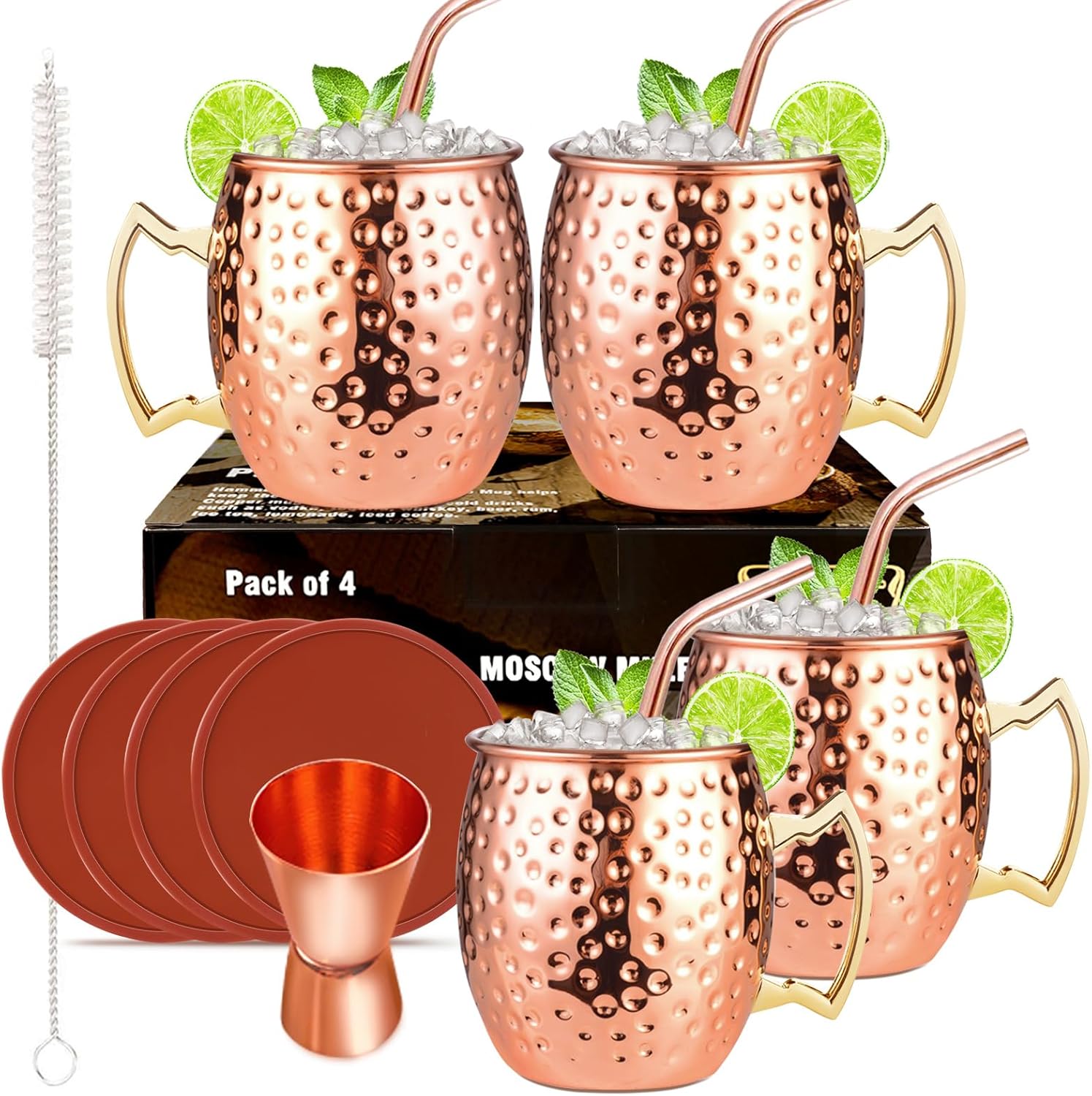 LIVEHITOP Set 4 Tazze Rame Moscow Mule 19.5 Oz - immagine 1