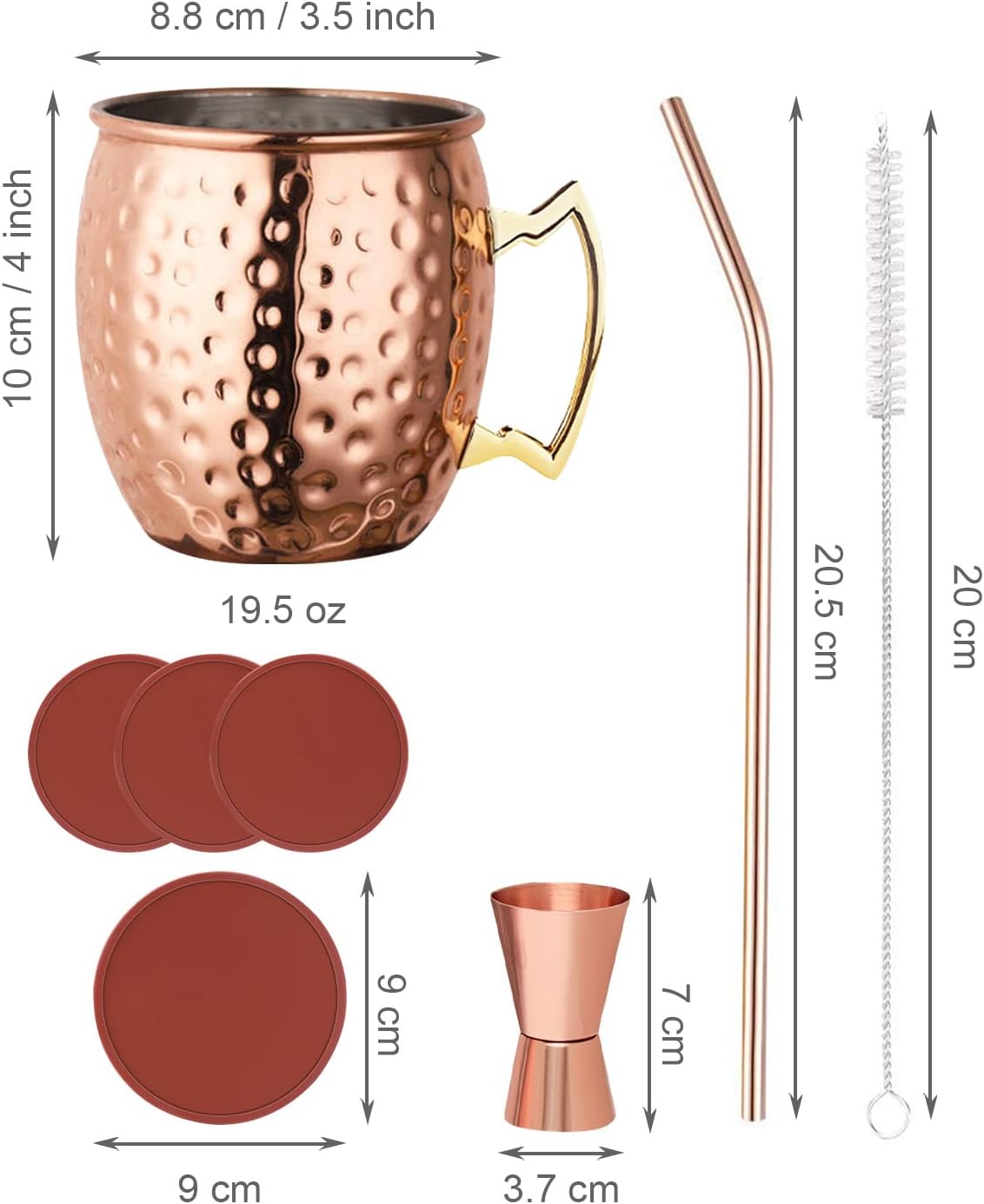 LIVEHITOP Set 4 Tazze Rame Moscow Mule 19.5 Oz - immagine 4