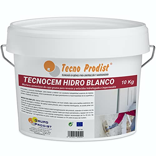 TECNOCEM HIDRO Malta Cementizia Di Tecno Prodist - (10 Kg) - Malta Impermeabilizzante A Letto Spesso Per Intonaci E Rinzaffi, Impermeabile E Idrorepellente, Di Colore Bianco