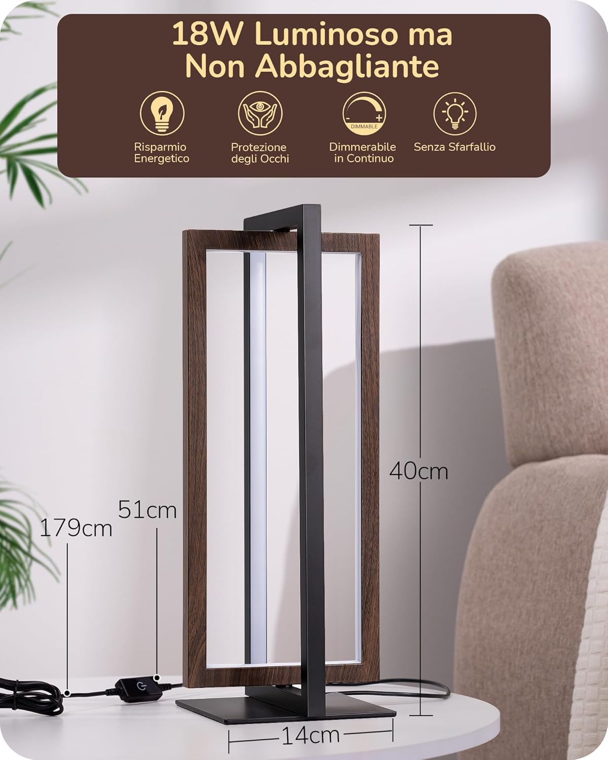 Edishine Lampada da Comodino LED Touch Dimmerabile - immagine 6