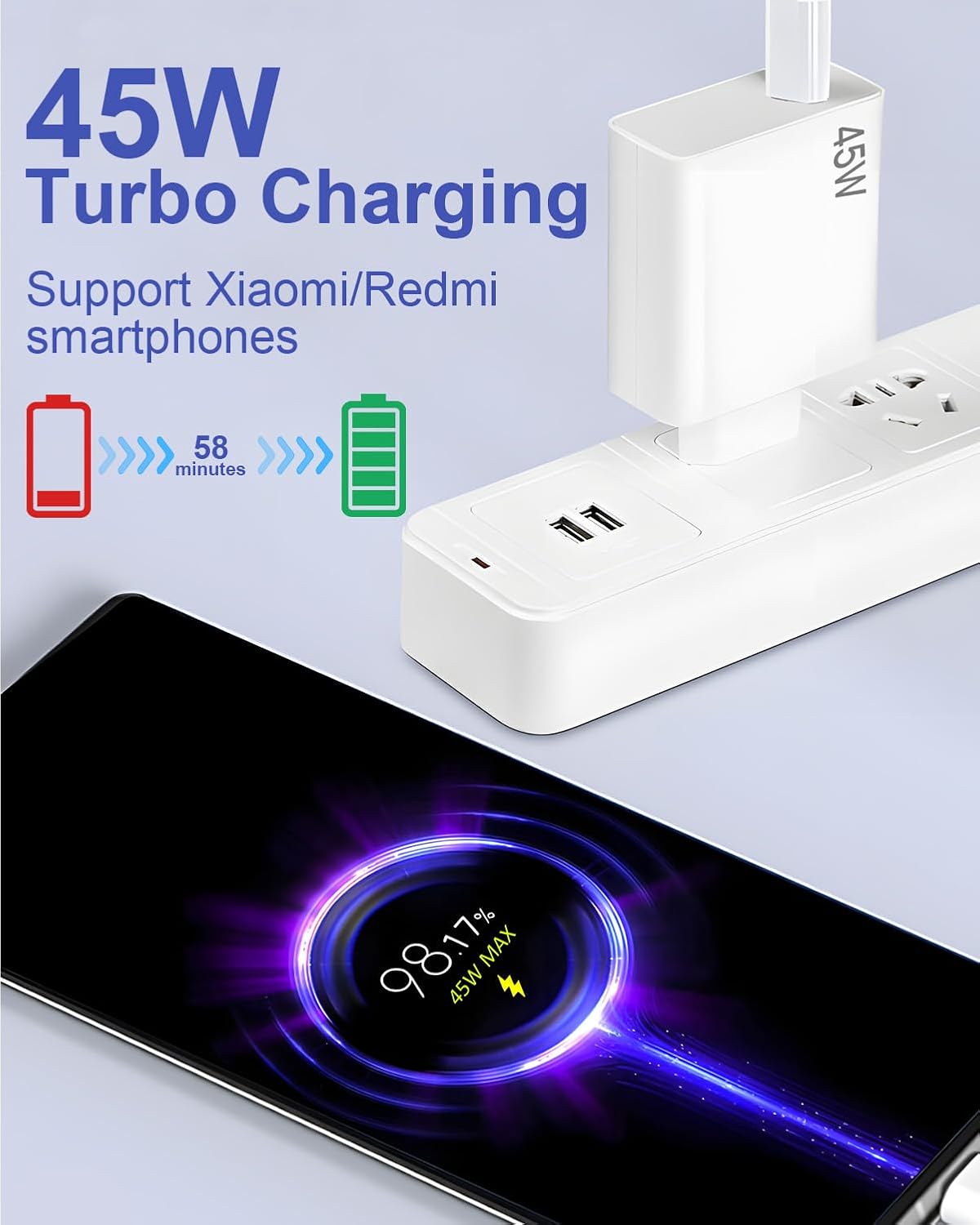 Caricabatterie Rapido 45W USB-C con Cavo 1M - immagine 4